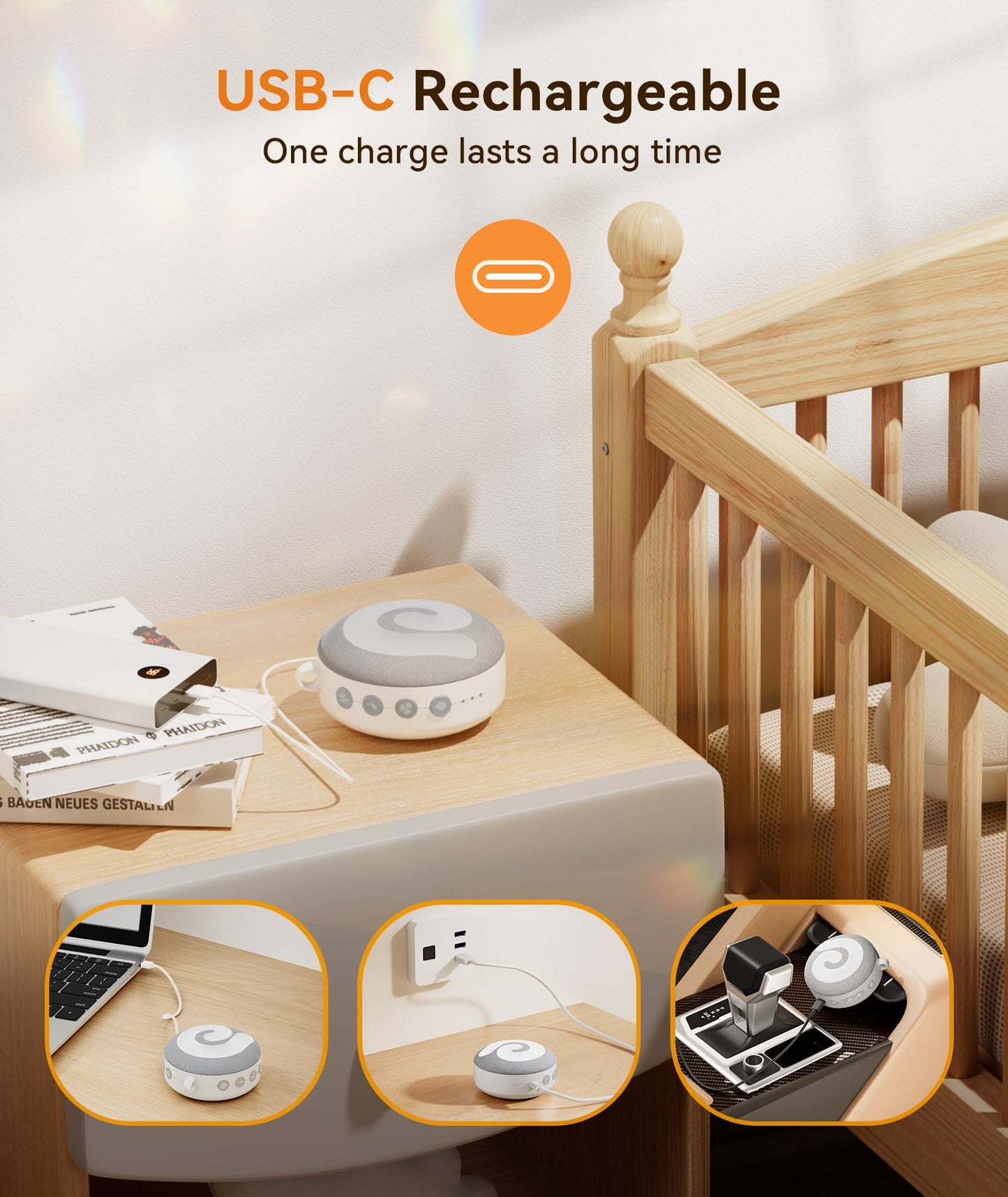 Dreamegg Portable Sound Machine for Baby Kids, White Noise Machine for Sleeping,Night Light,21 Soothing Sounds, Volume Control, Child Lock, USB Rechargeable Sound Machine Baby for Travel