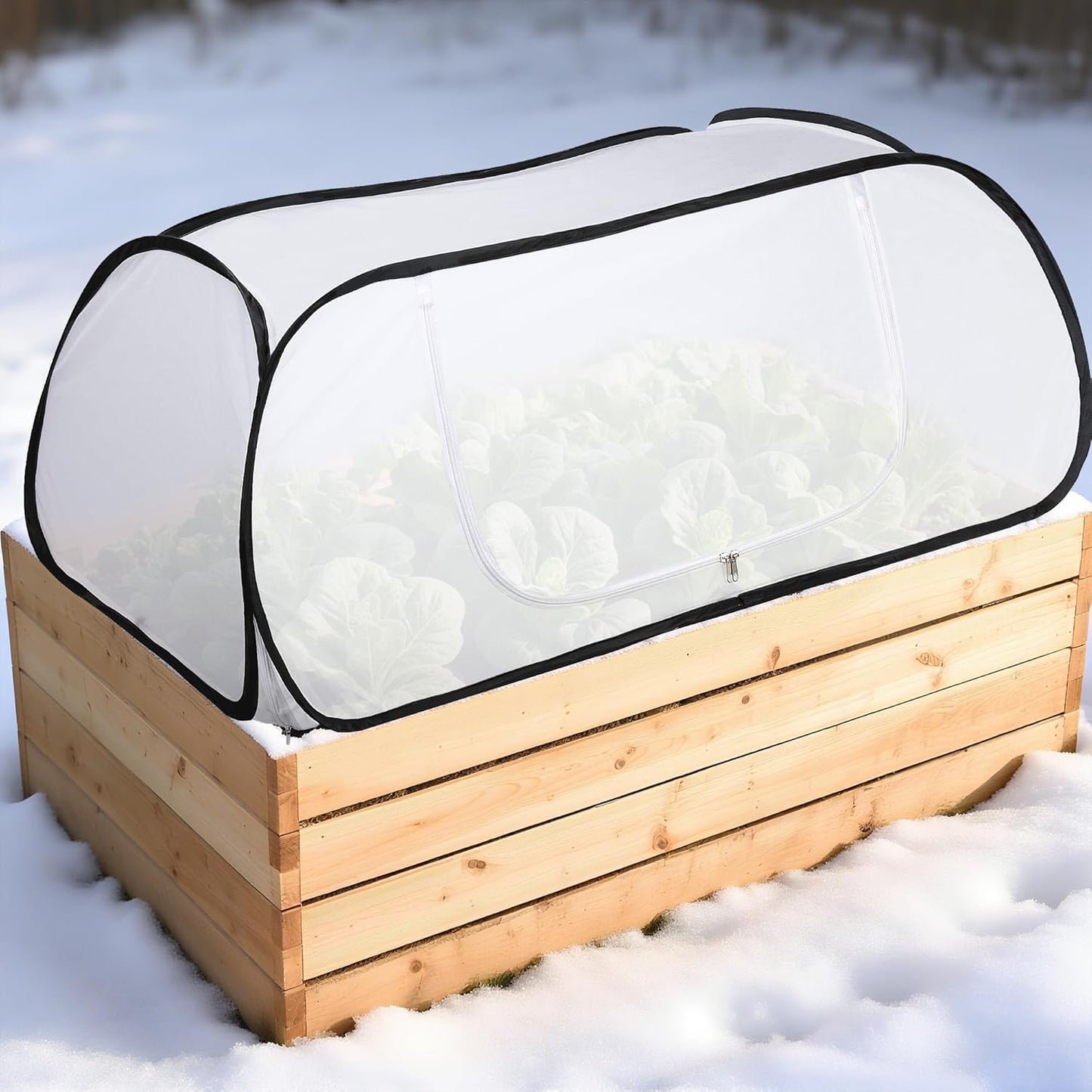 2Pcs Winter Garden Row Plants Covers - 45x22x16 Garden Raised Beds Vegetable Rows Covers - Cold-Proof Winter Pop Up Freeze Protection Accelerator Cover for Seedlings Flowers Snow Frost Protection