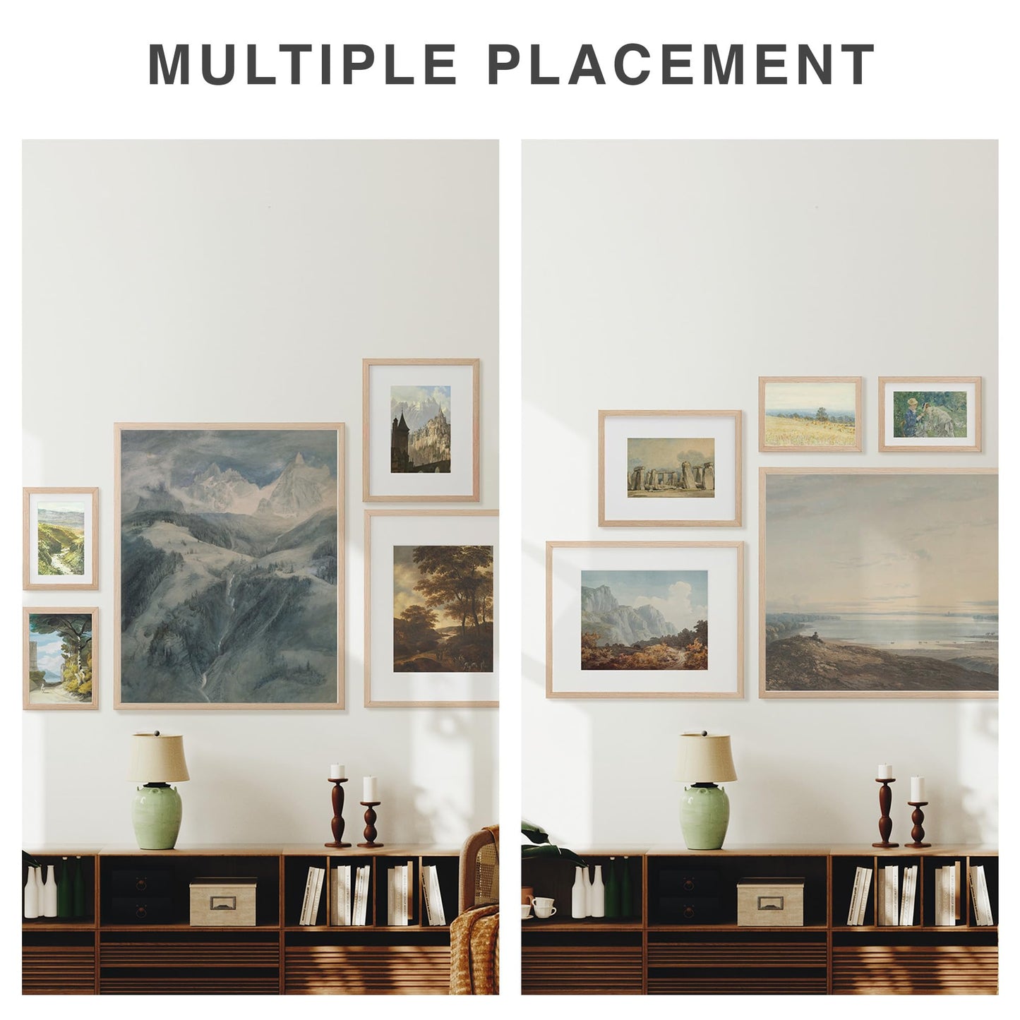 TONES FRAME DESIGN 11x14 Solid Oak Wood Picture Frame with Mat for 8x10 Natural Photo Frames, Set of 3 Picture Frame for Wall Home Decor