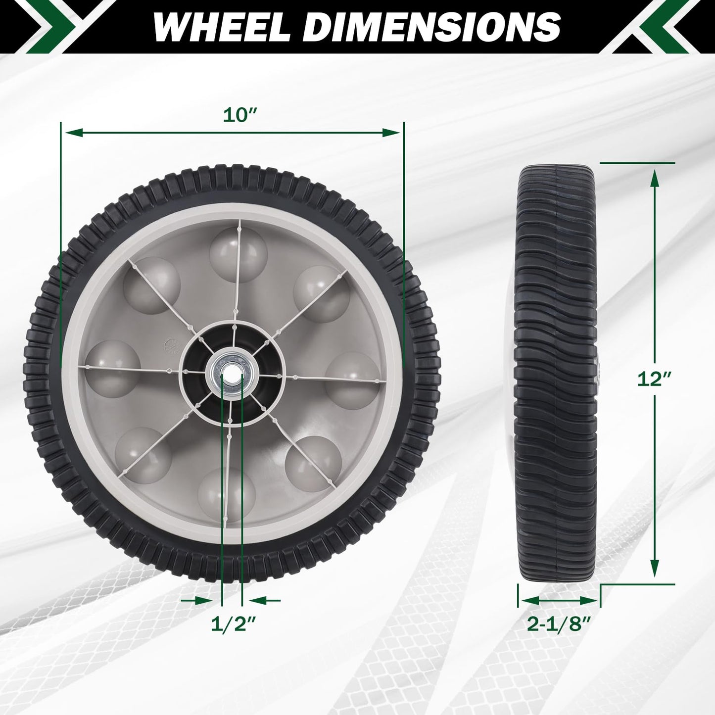 CheeMuii 734-04019 Lawn Mower Rear Wheels 2 Pcs 12" Push Mower Back Drive Wheels Replace for MTD 734-04127 734-04019 Compatible with Troy Bilt Most Walk-Behind Push Lawn Mower