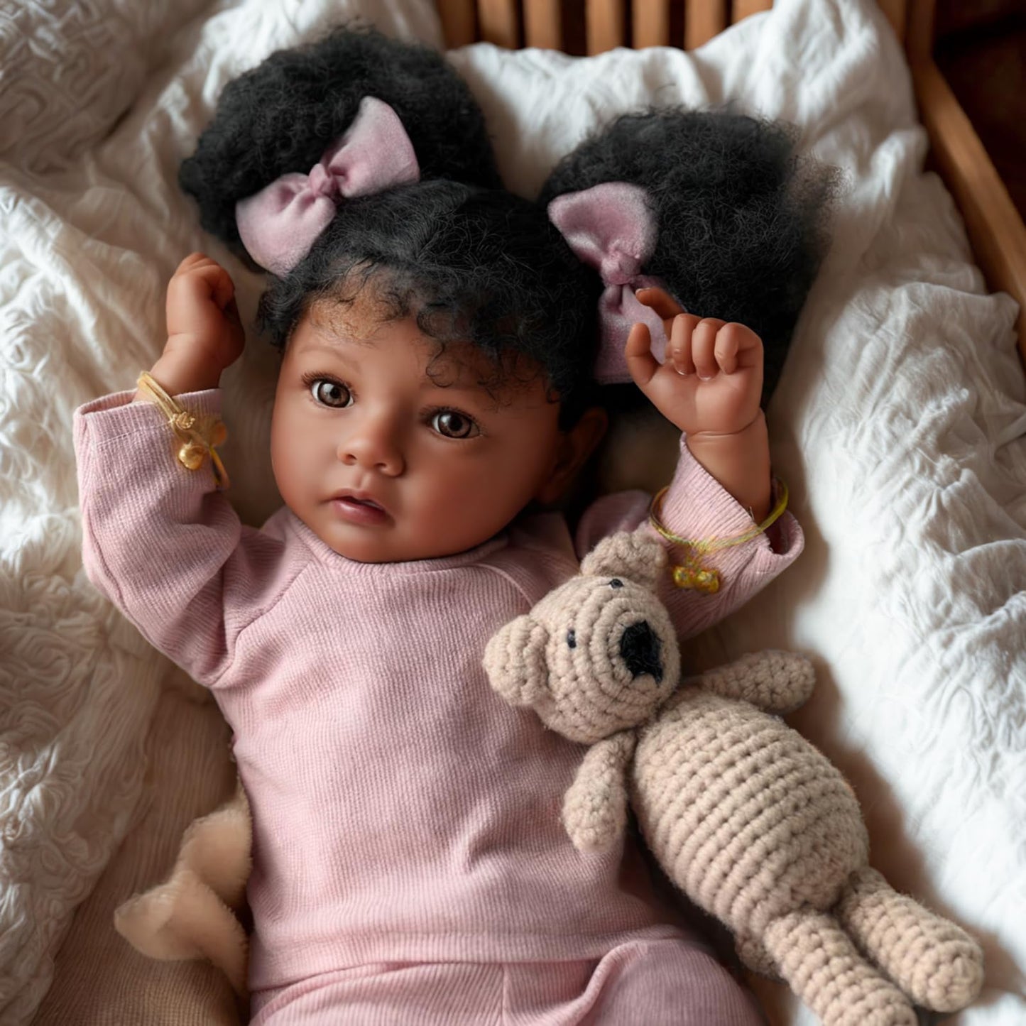 BABESIDE Lifelike Reborn Baby Dolls Daisy Black Girl- 20 Inch Soft Body Realistic-Newborn Handmade Real Life Baby Dolls with Clothes and Toy Gift for Kids Age 3+