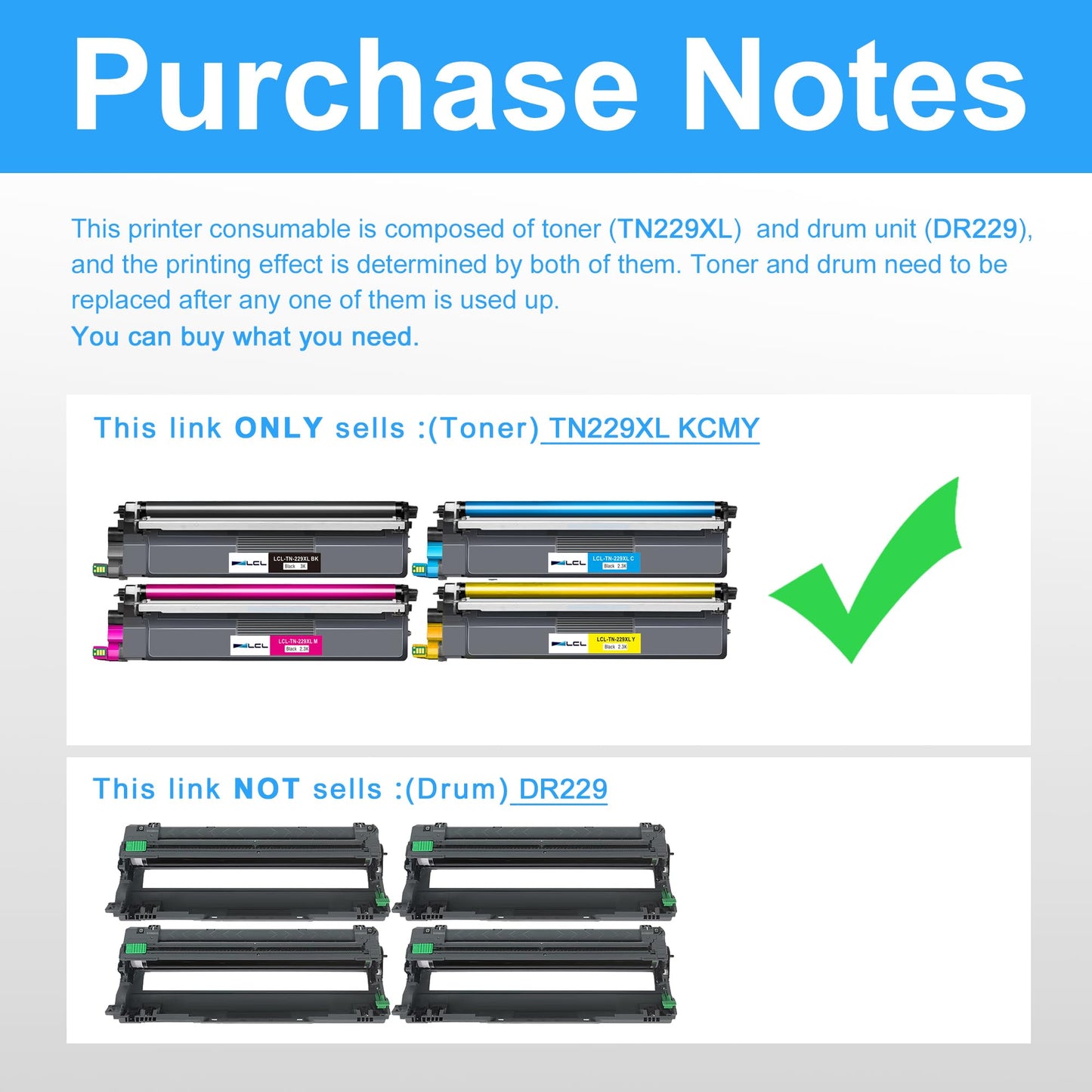 LCL TN-229XL Toner Cartridge Replacement for Brother TN229 TN229XL TN229XXL HL-L3220CDW HL-L3280CDW HL-L3295CDW HL-L3300CDW HL-L8245CDW MFC-L3720CDW MFC-L3765CDW MFC-L3780CDW MFC-L8395CDW(4-Pack)