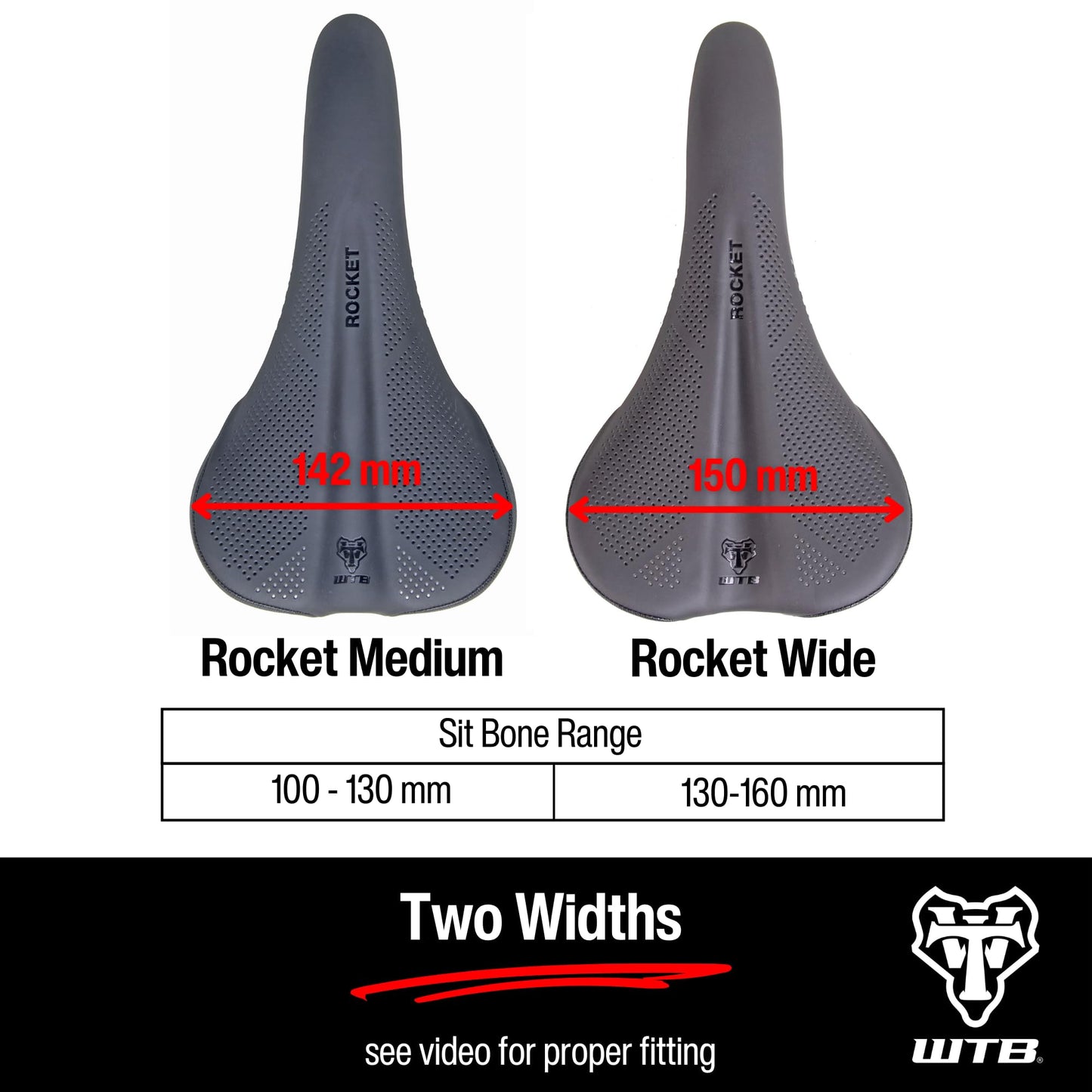 WTB Rocket Bike Saddle, Thick Padding, Medium Width, Mountain & Gravel (Steel Rail)