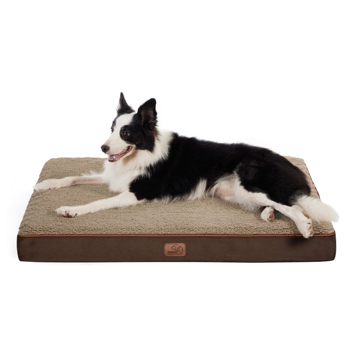 Bedsure Dog Bed for Large Dogs - Big Orthopedic Dog Bed with Removable Washable Cover, Egg Crate Foam Pet Bed Mat, Suitable for Dogs Up to 65 lbs, Brown