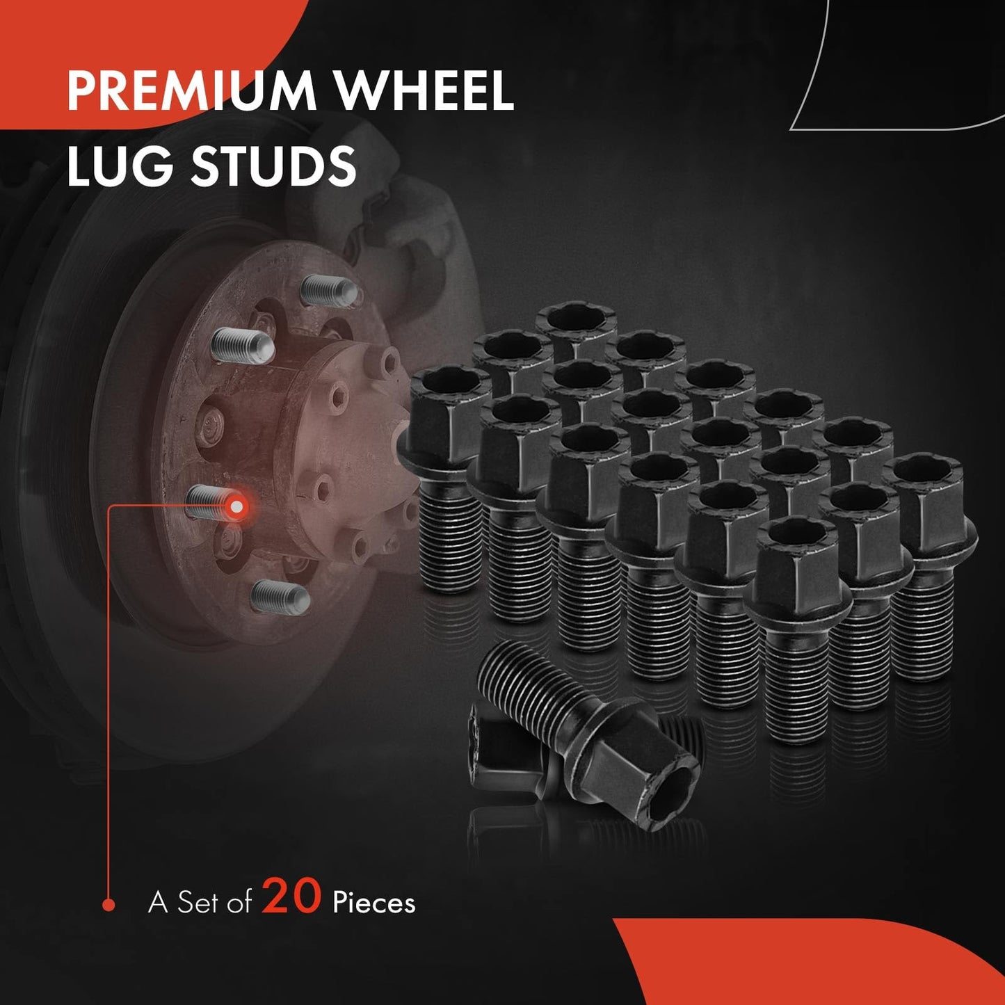 A-Premium M14-1.50 Wheel Studs Compatible with Volkswagen Jetta Passat Golf Tiguan Beetle Audi A3 A4 A5 A6 A7 Quattro A8 Front and Rear Side 20-PC Set