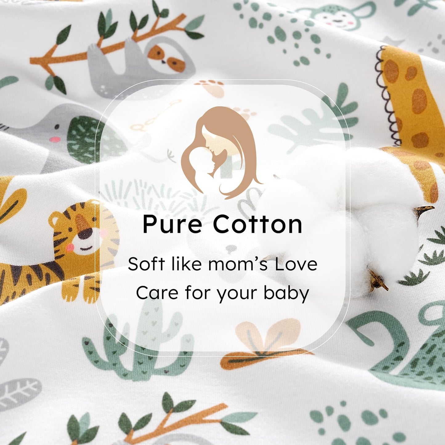 FIEMOL Baby Sleep Sack 6-12 months, 100% Cotton Sleeping Sack for Newborn and Infant, 3 Pack Baby Wearable Blanket, 0.5 Tog Lightweight Double Zipper Sleep Bag Green Brown Giraffe