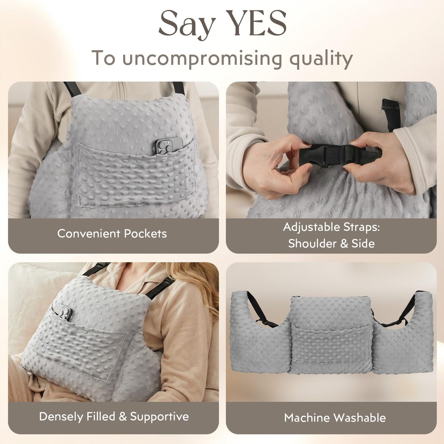 Mastectomy Pillow for Post-Surgery Recovery - Hysterectomy Recovery Must Haves - Essential for Breast Reduction, Augmentation, Lumpectomy, Heart Surgery - Adjustable Strap & Washable Cover.