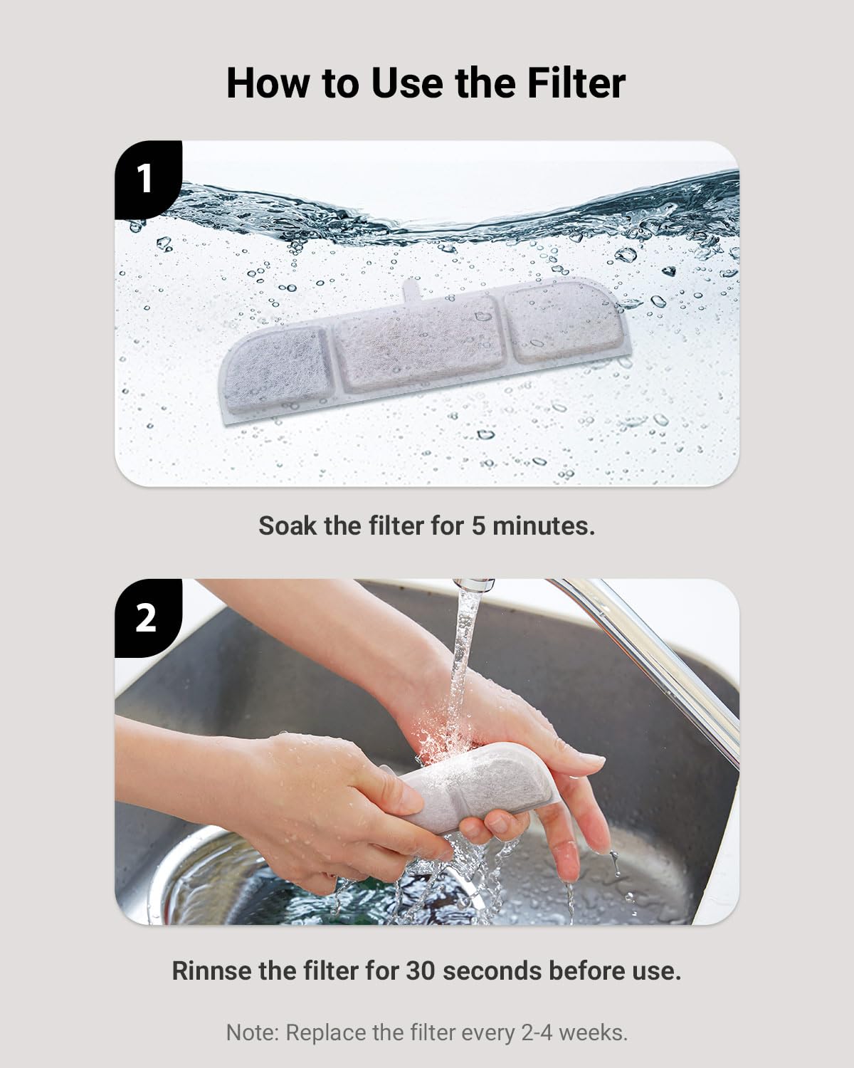 DownyPaws Cat Water Fountain, 16 Packs Replacement Filters for Fursink DPWFP6, 3 Months Set of Filters
