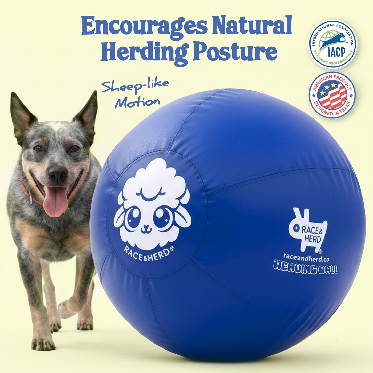 Race&Herd Herding Ball for Dogs (25" M Set) for Australian Shepherd, Cattle Dogs, Collie & Herding Dog, Dual Layered Dog Ball, Horse Ball - Free IACP Training Book