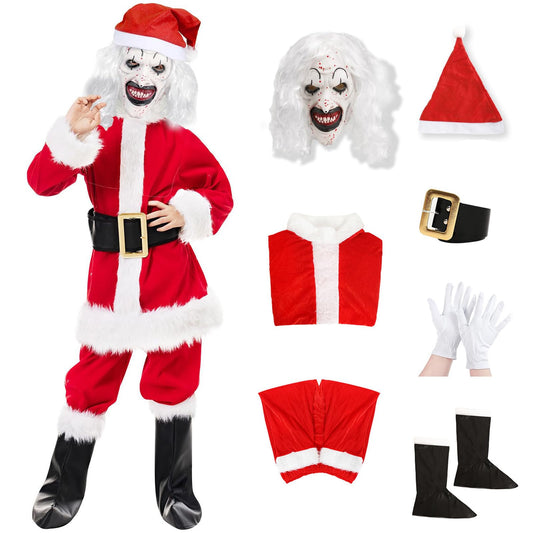 Puppyhao Art the Clown Costume Kids Killer Clown Christmas Santa Costume Fun Halloween Outfit Creepy Cosplay Uniform