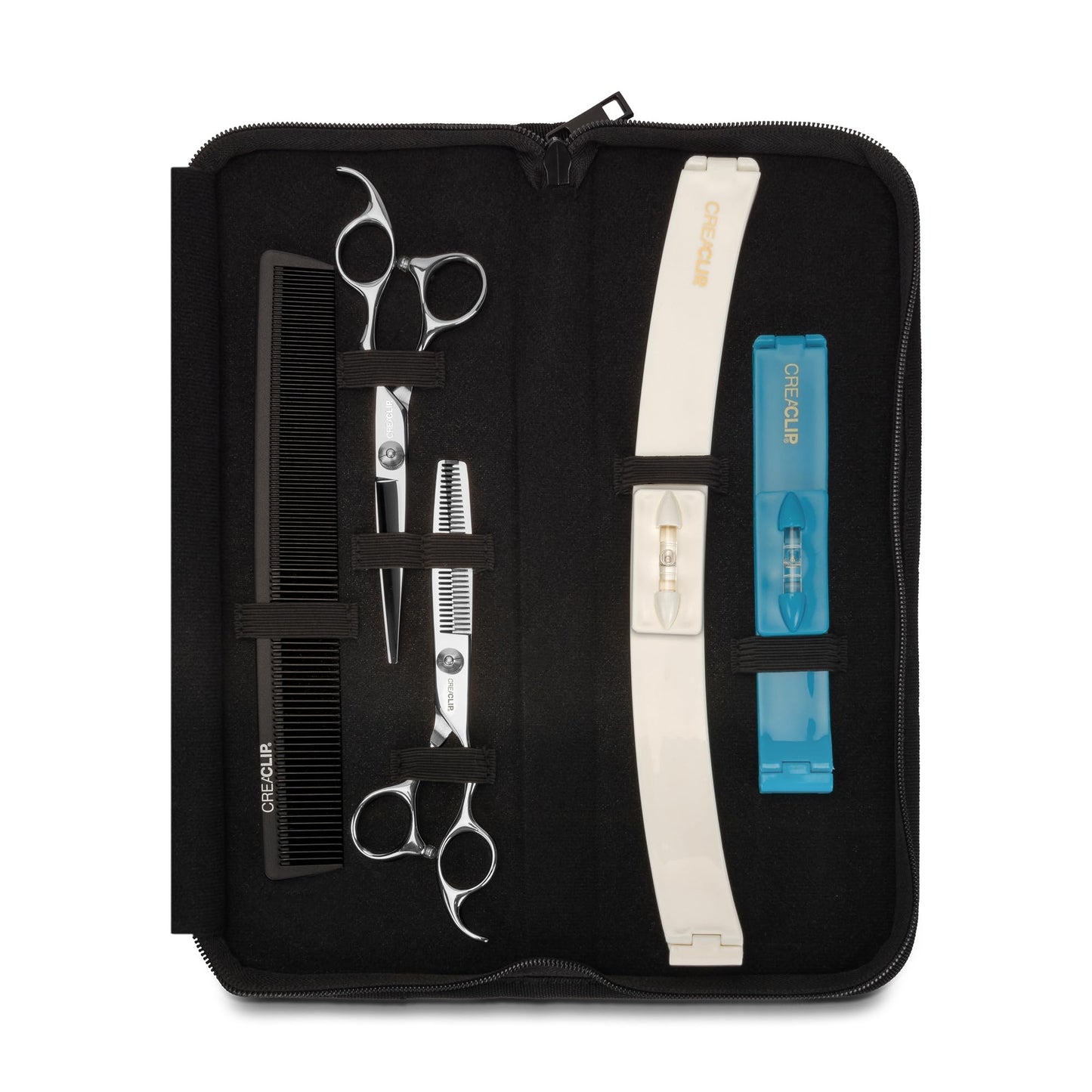 CreaProducts Original Creaclip Case And Hair Scissors, Hair Cutting Tool, Hair Cutting Scissors, Thinning Scissors, Hair Comb For Layering, Bangs, Ki