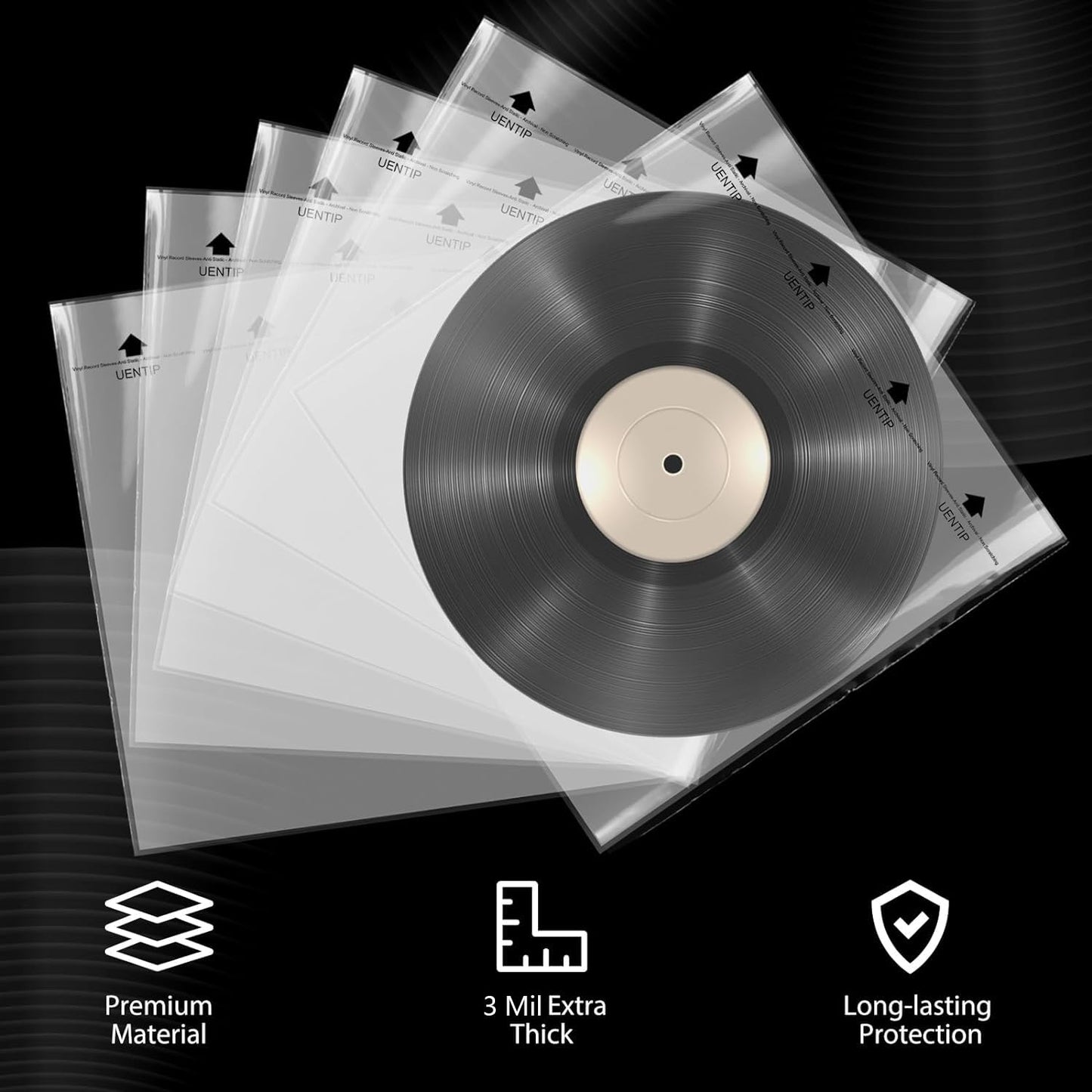 100 Vinyl Record Sleeves-Fits 12 Inch Single, Double, and Gatefold LPs - Protect Your Record Collection (Inner Sleeves-Square)
