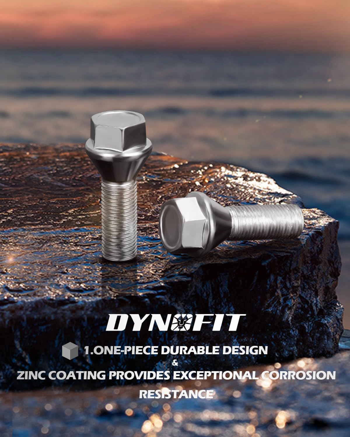 Dynofit M12x1.25 Lug Bolts Set Compatible with Je-ep Compass Cherokee Renegade, 20pcs 12mmx1.25 Lug Nuts Stud for Fiat 500 Dodge Dart Chrysler 200, 28mm Shank Wheel Bolts Replace OE#6511051AA 611-005