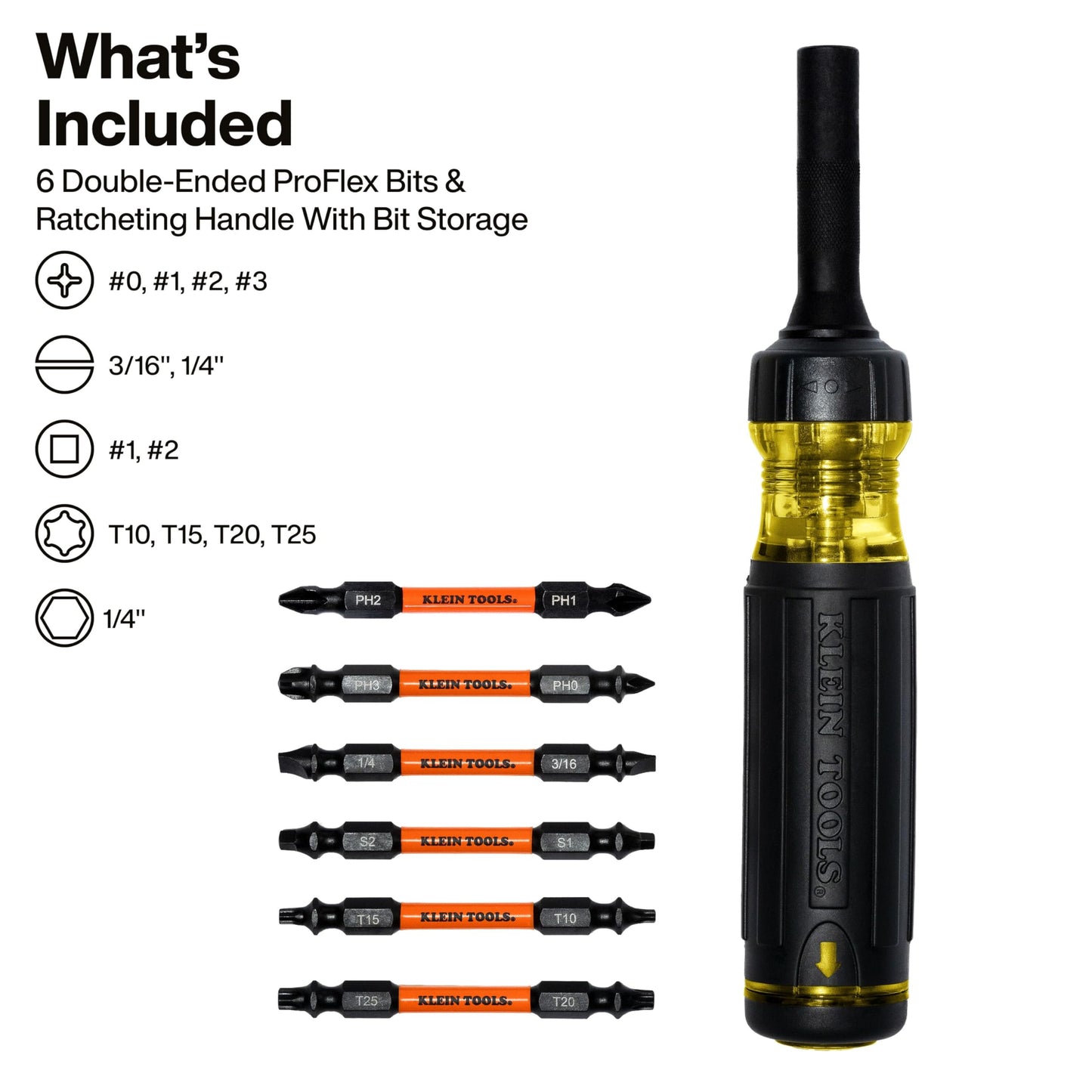 Klein Tools 32313HD 13-in-1 Multi-bit Ratcheting Screwdriver, Double-Ended Impact Bit Set, 12 Impact Driver Bits and 1/4-Inch Nut Driver