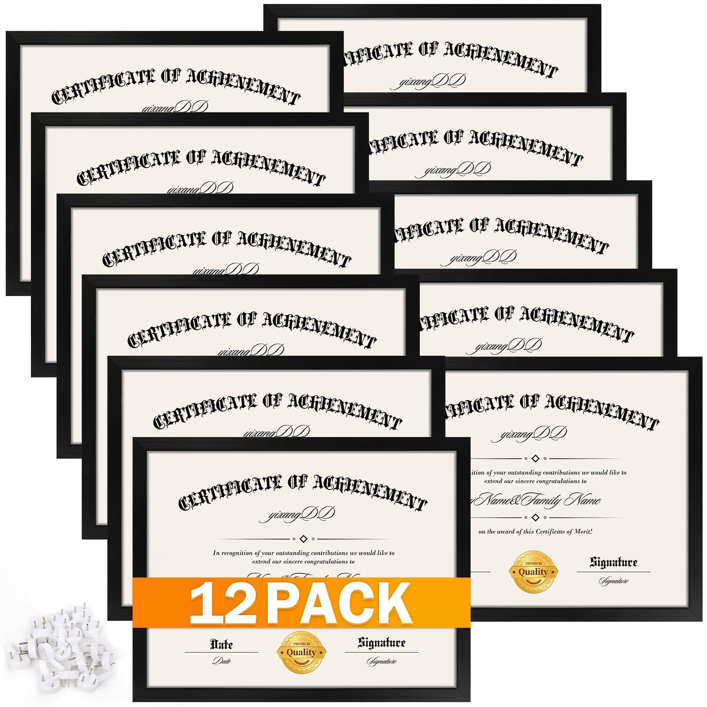 12 PACK Certificate Frames 8.5 x 11,Black Diploma Frame Document Frame with Clear Plexiglass,Picture Frames for Tabletop and Wall Display