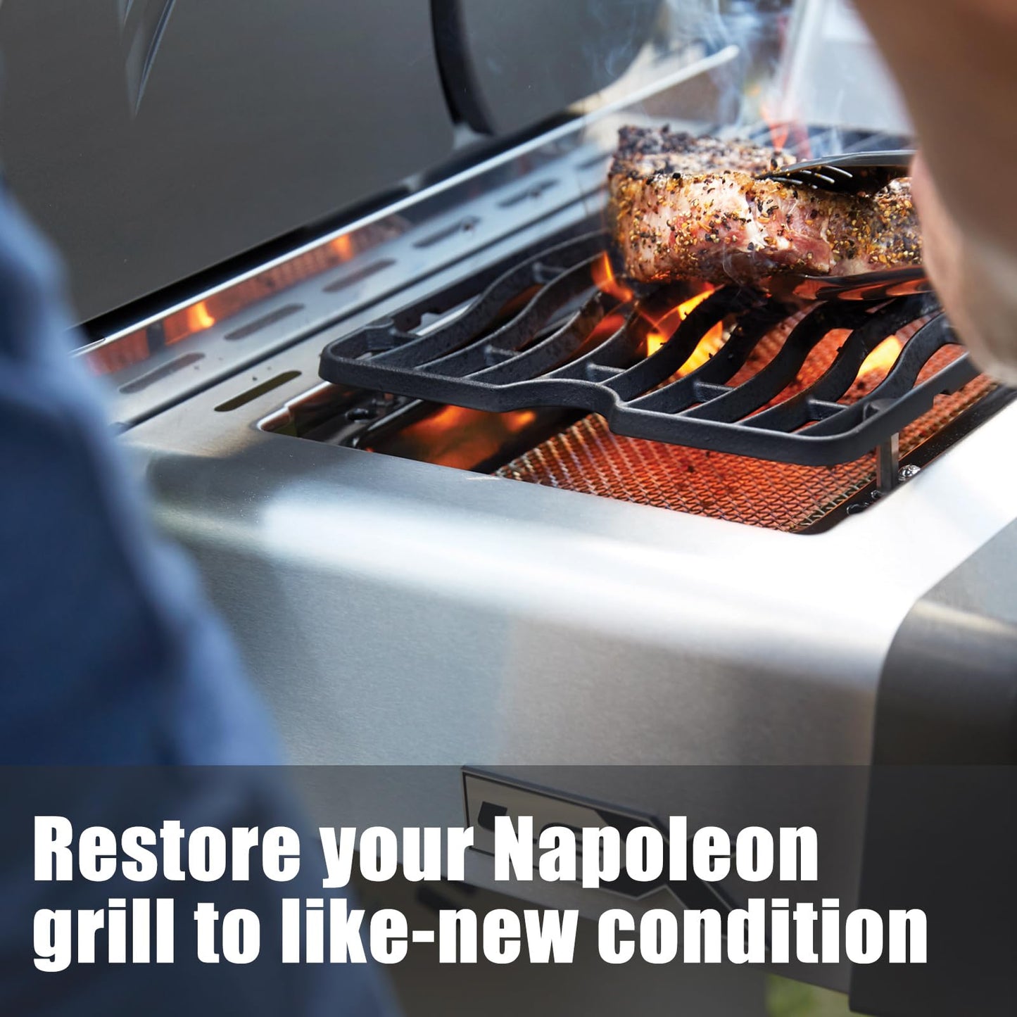 Criditpid Barbecue Replacement Parts for Napoleon LEX 485, S83010 Cast Iron Infrared Side Burner Grid for Prestige 450, 500, 665 Grills