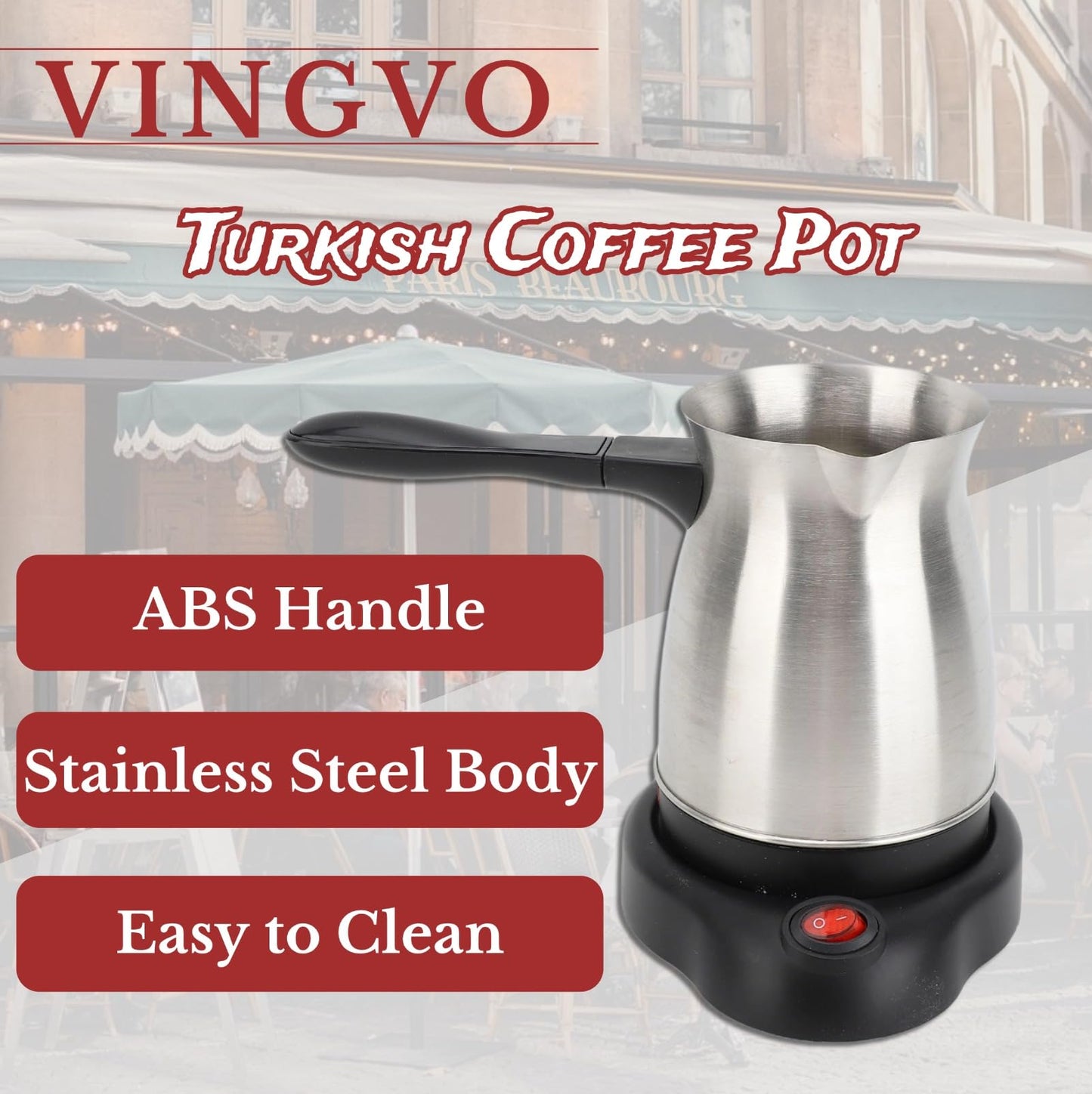 Turkish Coffee Maker, Stainless Steel 600ml Electric Turkish Coffee Machine, Arabic & Greek & Turkish Electric Coffee Maker Machine Pot Warmer Kettle, 5 to 6 Cups Capacity for Home Travel