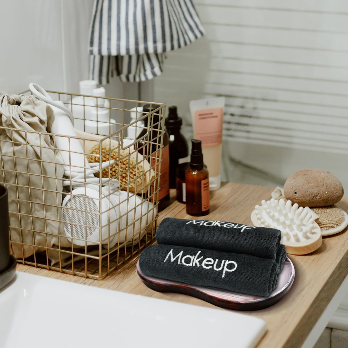 52 Pcs Black Makeup Washcloths - 13x13 Inch Microfiber Makeup Remover Towels - Reusable Soft Absorbent Face Cloth - Facial Cleansing Remover Washcloths for Women Skin Cleaning