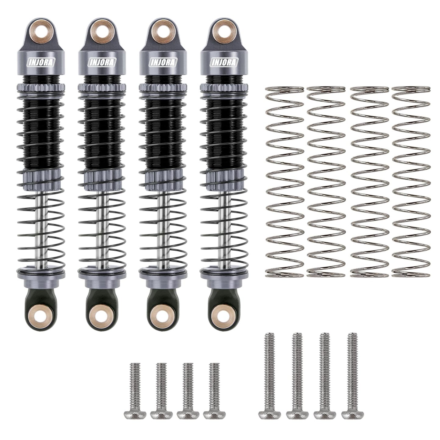 INJORA 59MM Shocks Longer Threaded Shock Absorber Oil Damper for TRX4M TRX4MT 1/18 RC Crawler Upgrade (Grey)