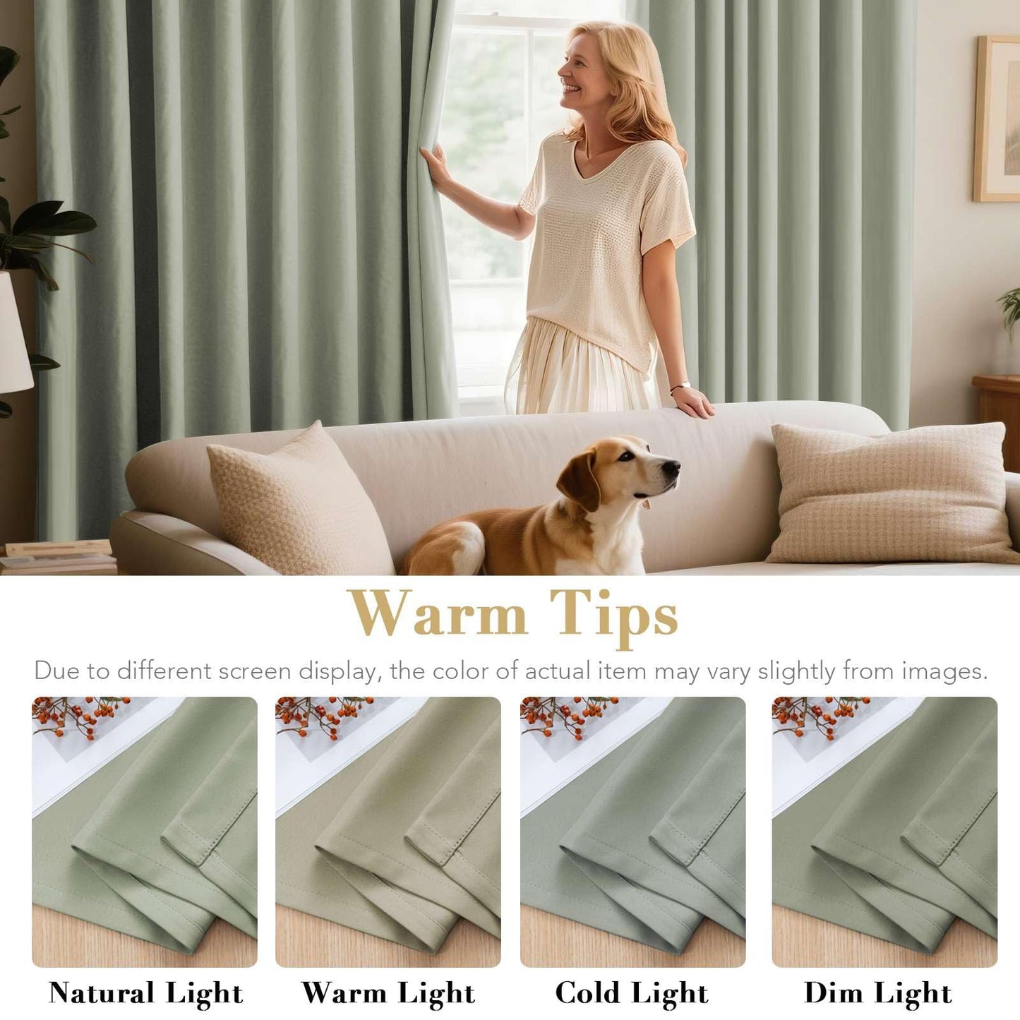 H.VERSAILTEX Blackout Curtains 2 Panels for Bedroom Light Blocking Room Darkening Curtain Drapes for Living Room, Thermal Insulated Grommet Top, Each 52 by 84 Inch, Light Sage Green, Sold Pair