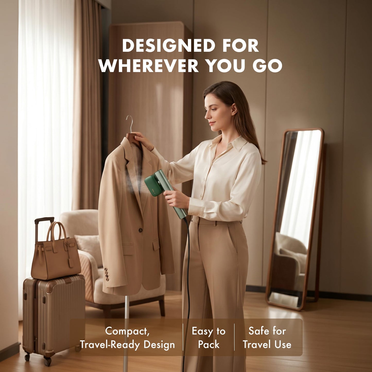 Nesugar Steamer Clothes G2,Portable Travel Steamer, Fashion Handheld Garment Steamer, 0.8lbs Lightly, 15s Fast Heat-up, 10 Minutes of Continuous Steam, Light Mini Steam Iron for travel and home