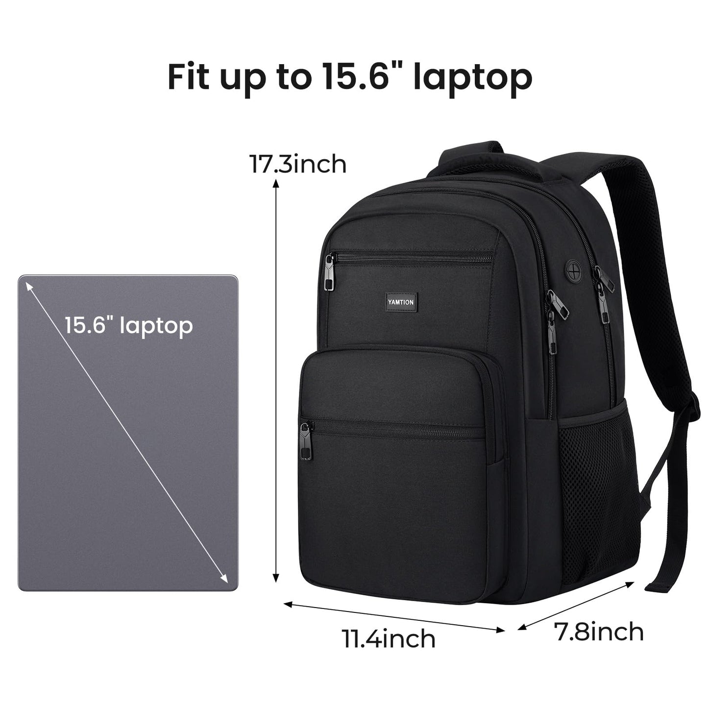 Laptop Backpack for Men and Women, Black Backpack, School Backpack for Boys and Girls, Bookbag, Work Backpack Fits 15.6 Inch Laptop and Notebook