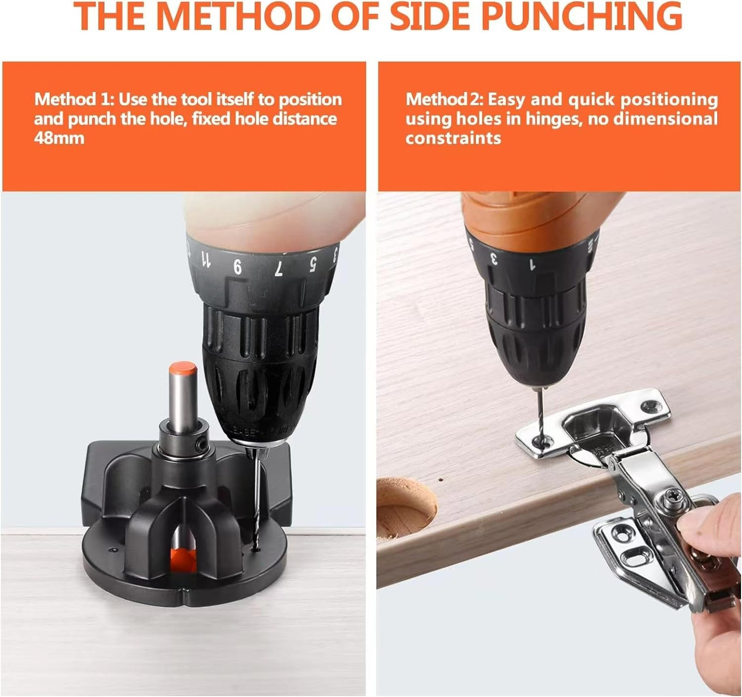35 mm Concealed Door Hinge Jig, Aluminum Alloy Cabinet Hinge Jig with 2 Retaining Clips, Accurate Clamp Hinge Drill Jig with Accessories, Woodworking Tool for Doors Cabinets Hinges Mounting