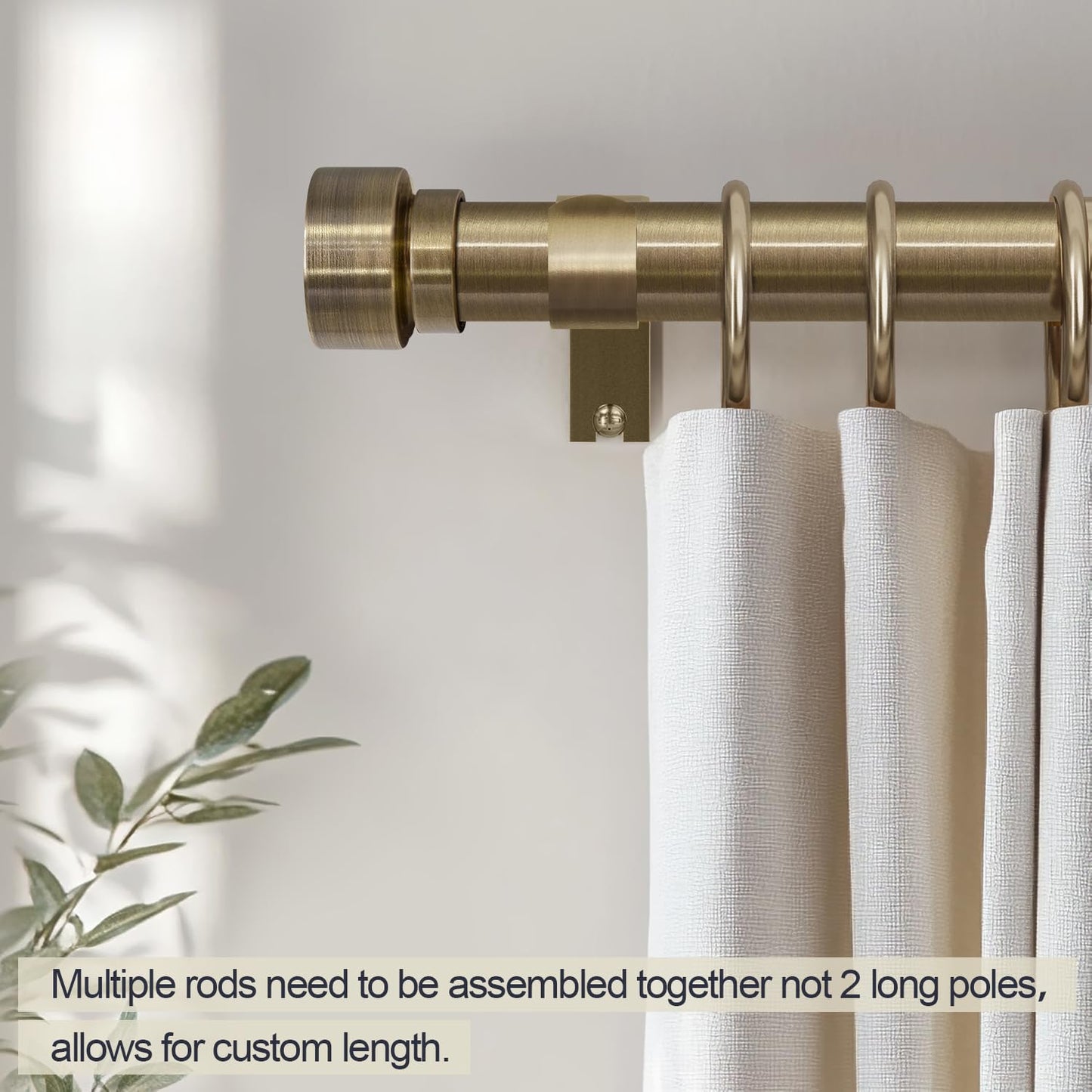 2 Pack Antique Bronze Curtain Rods for Windows 72 to 144 Inches Adjustable Heavy Duty 1" Diameter Window Curtain Rod with Solid Metal Finials for Outdoor Farmhouse Bedroom Kitchen Living Room