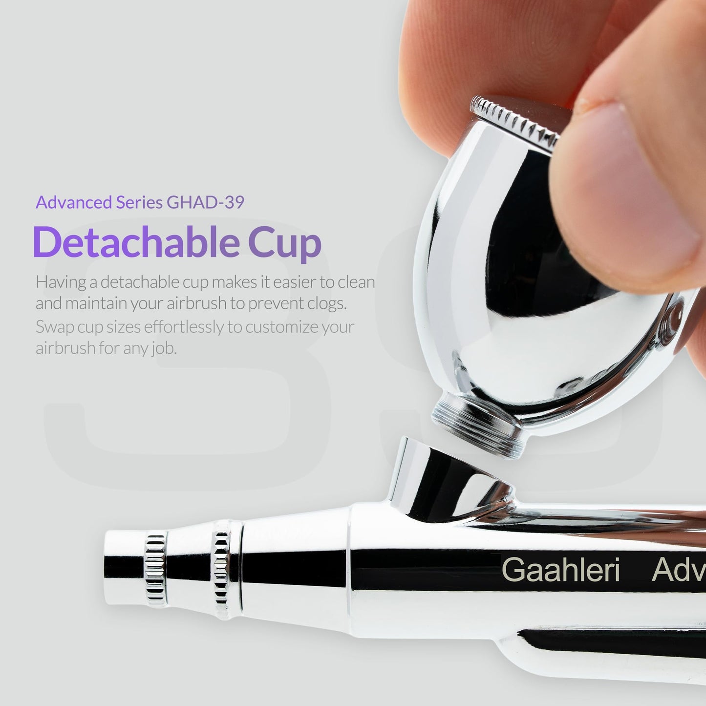 Gaahleri Airbrush Kit,Gun Dual-Action Gravity 1/2 & 1/4 oz Fluid Cup,0.35 0.5 mm Needle,Cost-Effective Air Brush Set Makeup Nail Art Painting Model Coloring Cake Decor Silver,Advanced Series GHAD-39