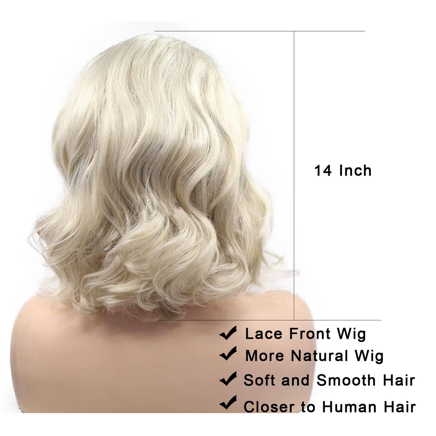 613 Blonde Short Curly Bob Wig Synthetic Lace Front Wig Loose Wave Platinum Natural Hairline Shoulder Free Part Length Heat Resistant Glueless Bob Cut Wigs for Women Cosplay Daily 12 Inch AFBeauty