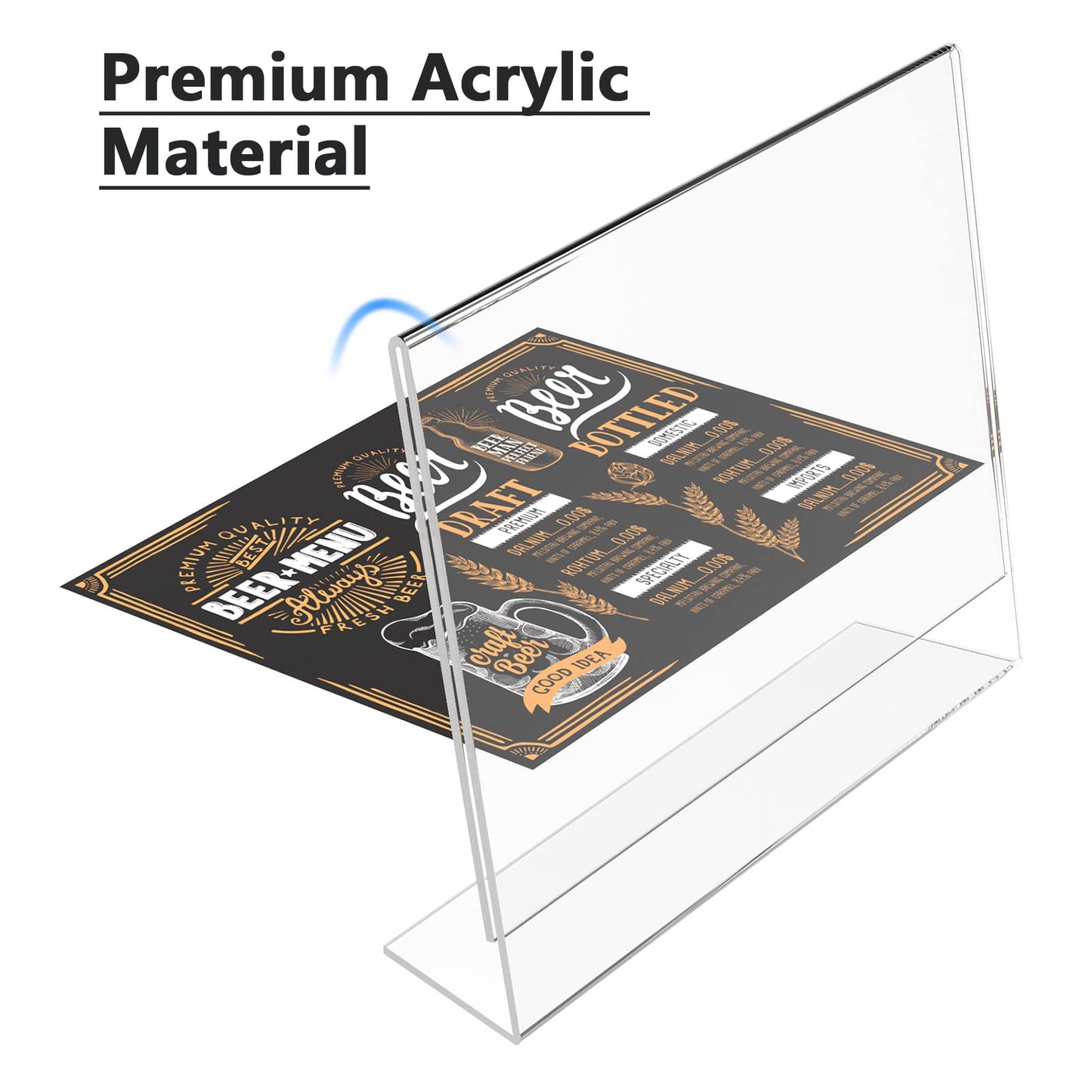 MaxGear Acrylic Sign Holder 8.5x11 Inches Horizontal 6 Pack, Slant Back Clear Flyer Menu Holder Table Top Plastic Display Stands Paper Frames for Office, Store, Restaurants, Landscape