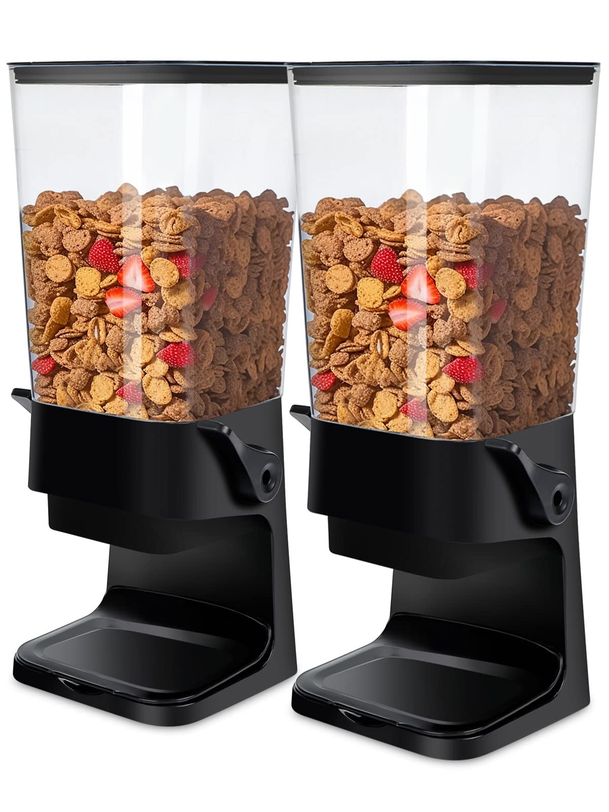 Tokokimo Cereal Dispensers Countertop, Dry Food Dispenser Storage Container Organizer for Granola, Cereal, Dry Food, Cat Food, Black(2 Pcs)
