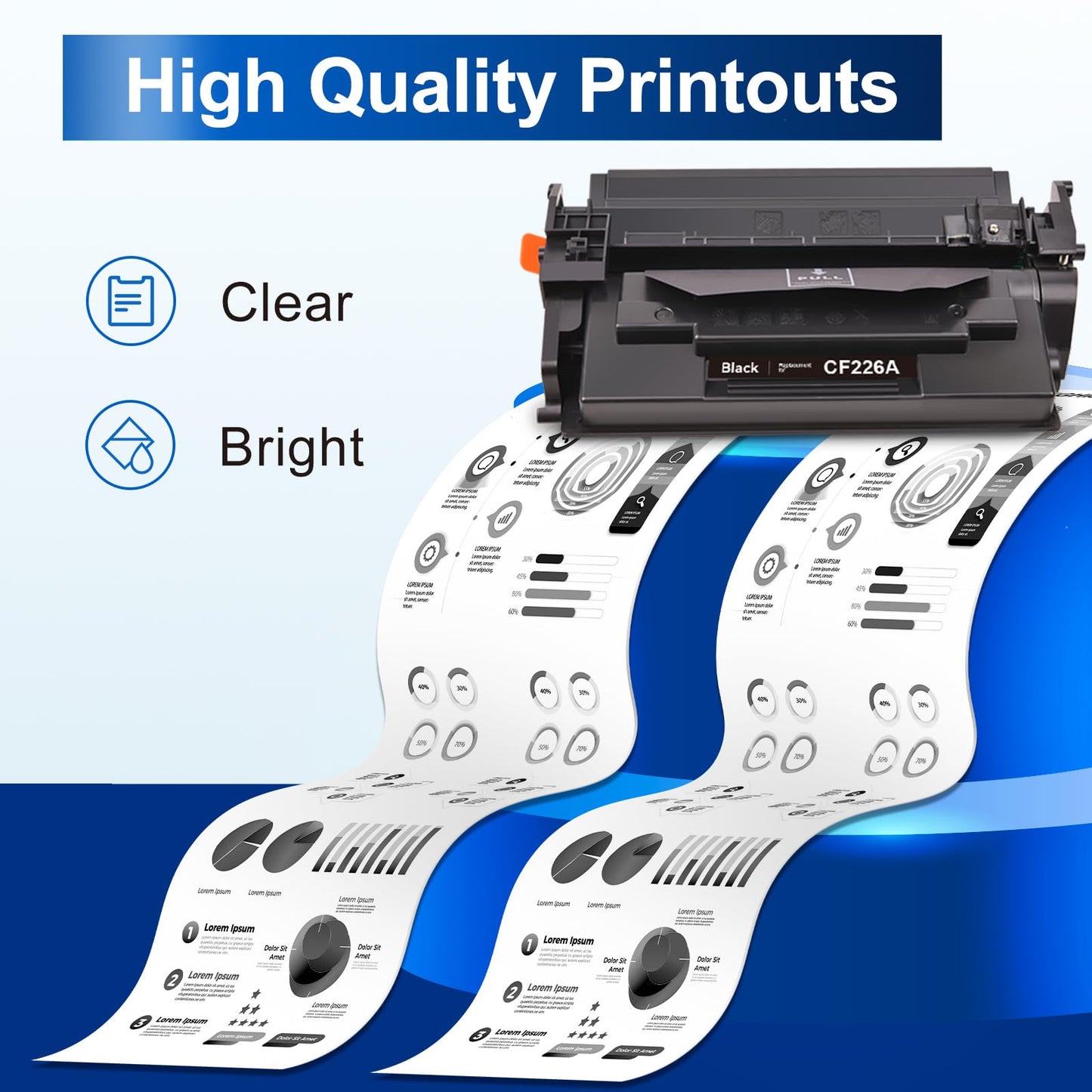 InkNI Compatible 26A Toner Cartridge Replacement for HP 26A 26X CF226A CF226X Toner Cartridge|Compatible for HP LaserJet Pro M402dn, M402dne, M402dw, M402n,MFP M426fdn, M426fdw Printer (Black, 4-Pack)
