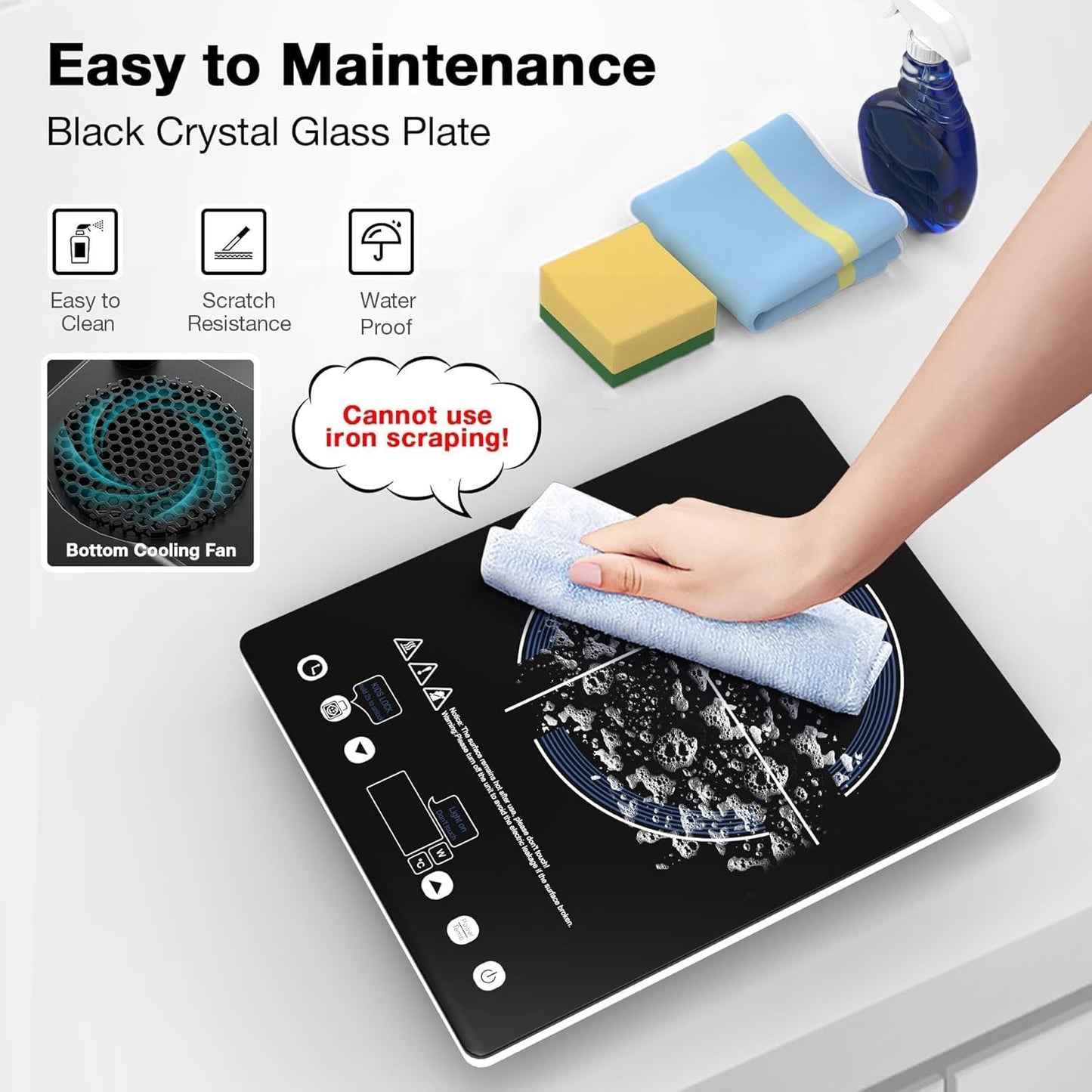 VBGK Electric Ceramic Cooktop, Electric Stove Top with Touch Control, 9 Power Levels, Kids Lock & Timer, Hot Surface Indicator, Overheat Protection,110V induction cooktop