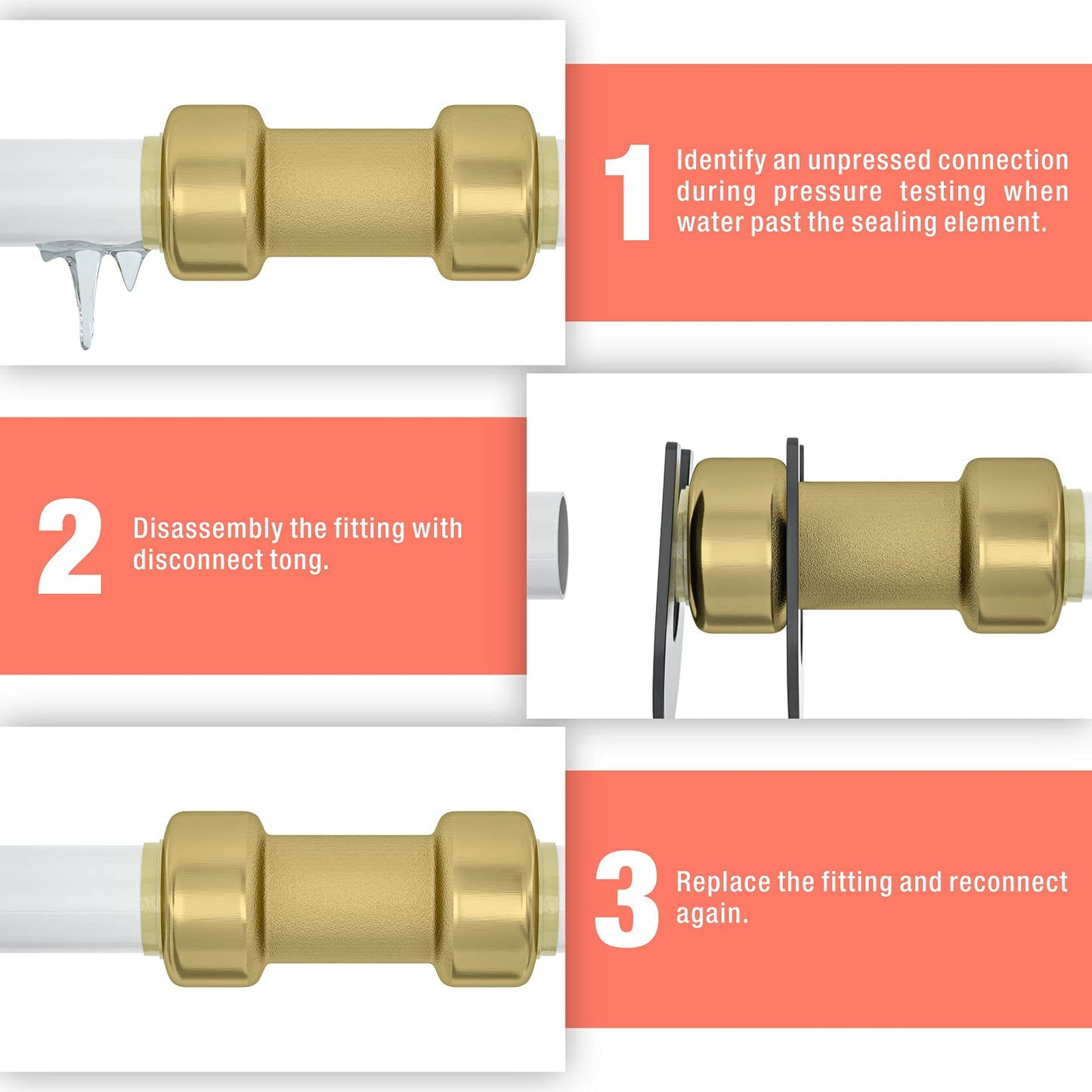 iCrimp Push-Fit Disconnect Tong Tool for Easily Removing Push-to-Connect Fittings(1/2-in, 3/4-in, 1-in), Multi-Sized Removal Tool for Push Fit Fittings