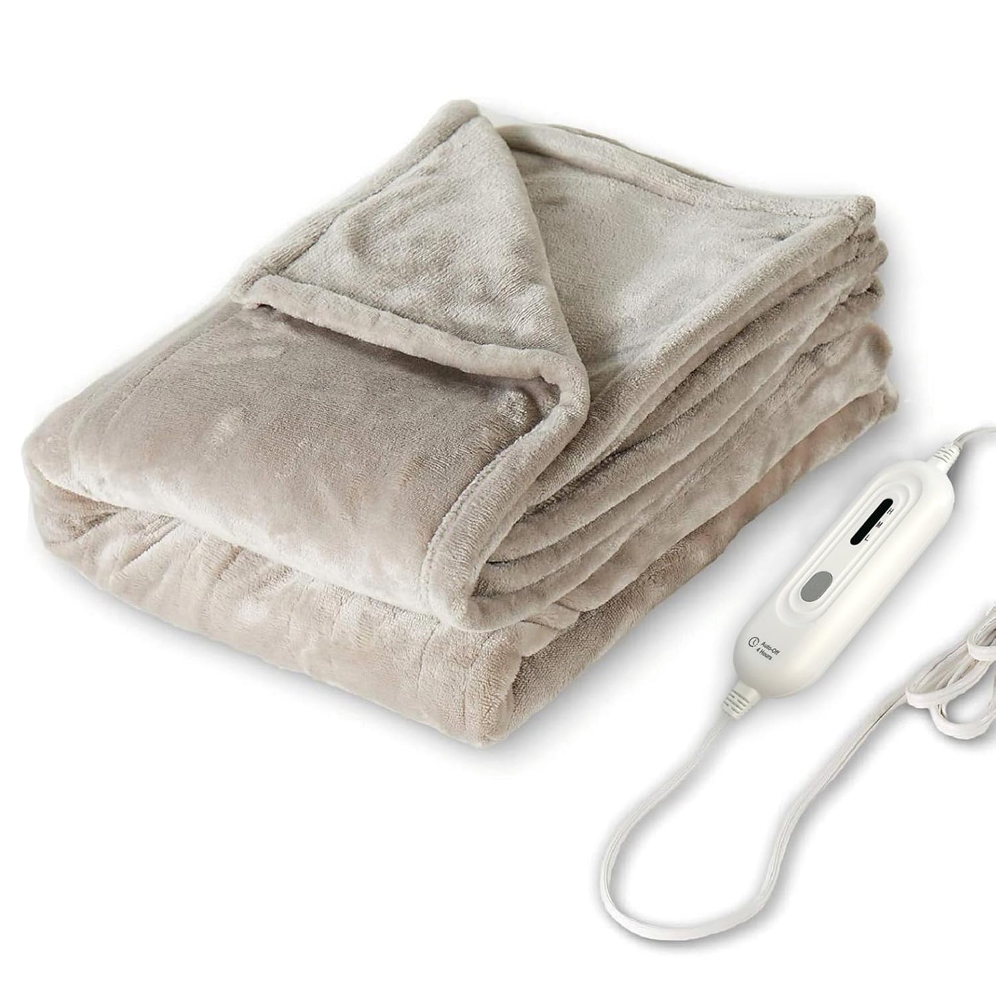 Tefici Electric Heated Blanket Throw, Super Cozy Soft Flannel 50" x 60" Heated Throw with 3 Fast Heating Levels & 4 Hours Auto Off, Machine Washable, ETL&FCC Certification, Home Office Use, Camel