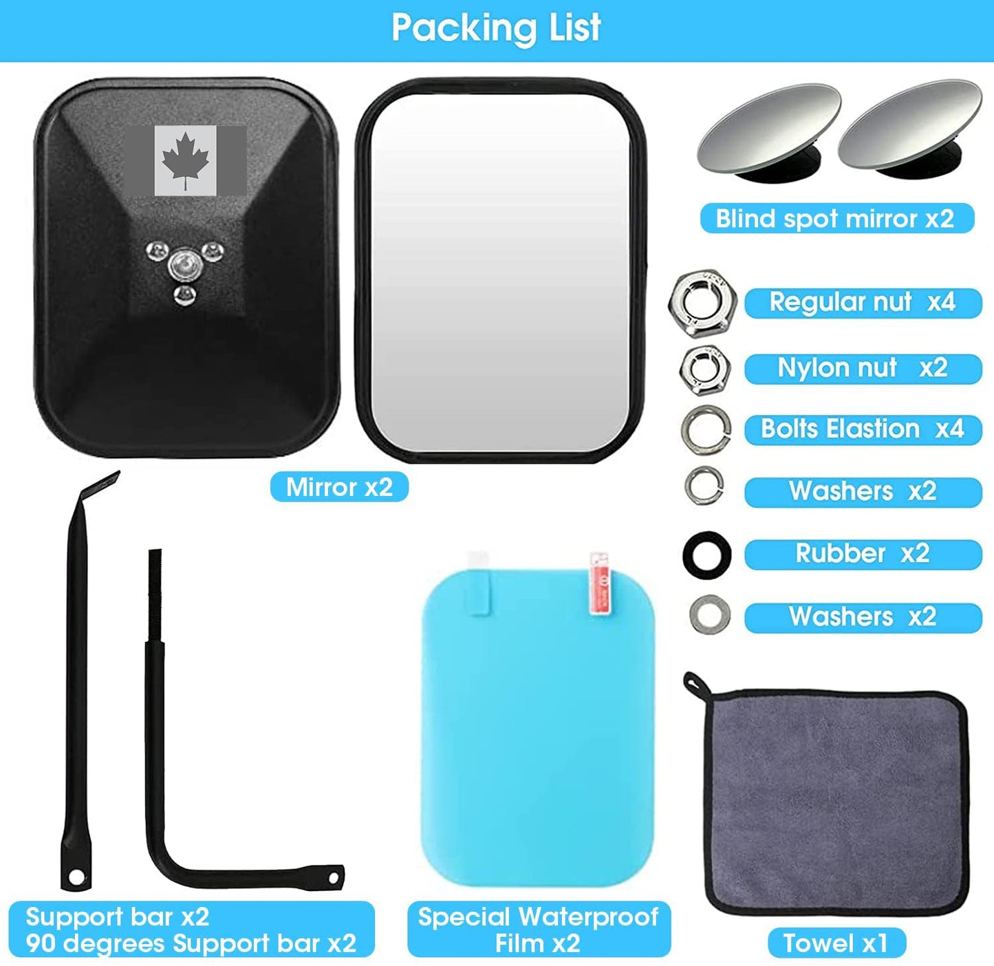 MKING Doors Off Mirror,Side Mirrors for Compatible With Jeep Wrangler CJ YJ TJ JK JL & Unlimited, Anti-Shake Quicker Install with Blind Spot Mirror Wide Angle.