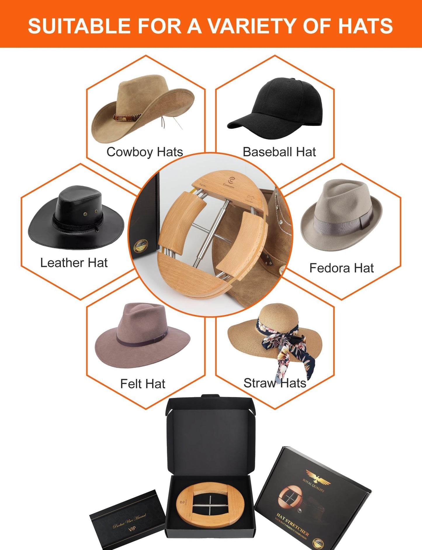 Hat Stretcher Fitted Cowboy Expander : Hats Stretchers for Men 4 Way Extender Baseball Jack Caps Shaper Felt Ball Cap Widener, 4 Way Wood, 6