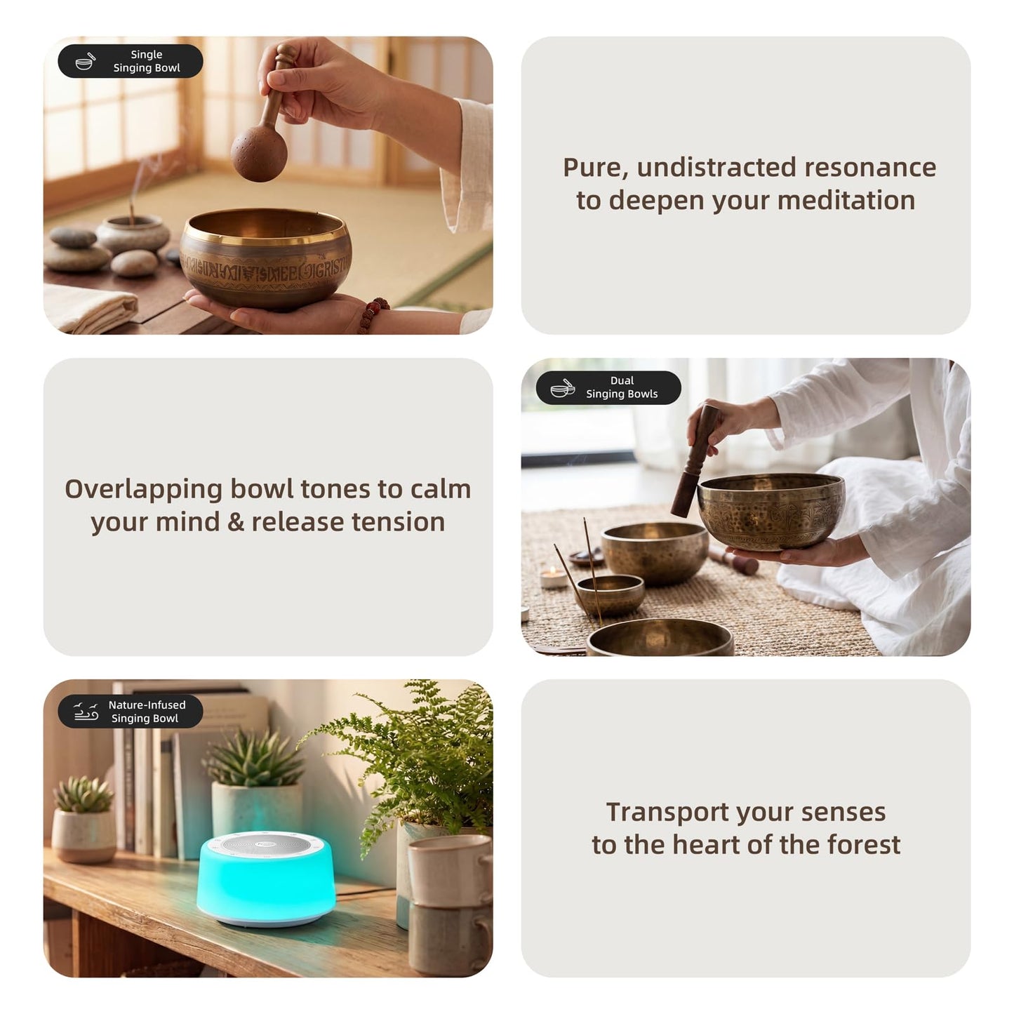 Tibetan Singing Bowls Machine - 11 Sound Bowls for Yoga, Meditation, Mindfulness, Healing, Chakra Healing and Stress Relief, Timer and Memory Features, Plug in