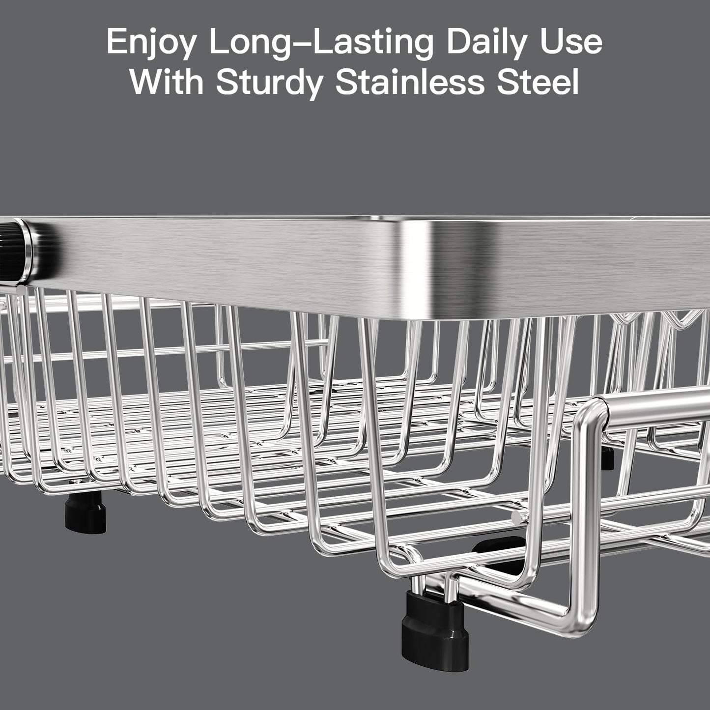MAJALiS Dish Drying Rack in Sink, Expandable Stainless Steel Over Sink Dish Rack, Adjustable Capacity Dish Strainers for Kitchen Sink Counter with Utensil Holder, Silver