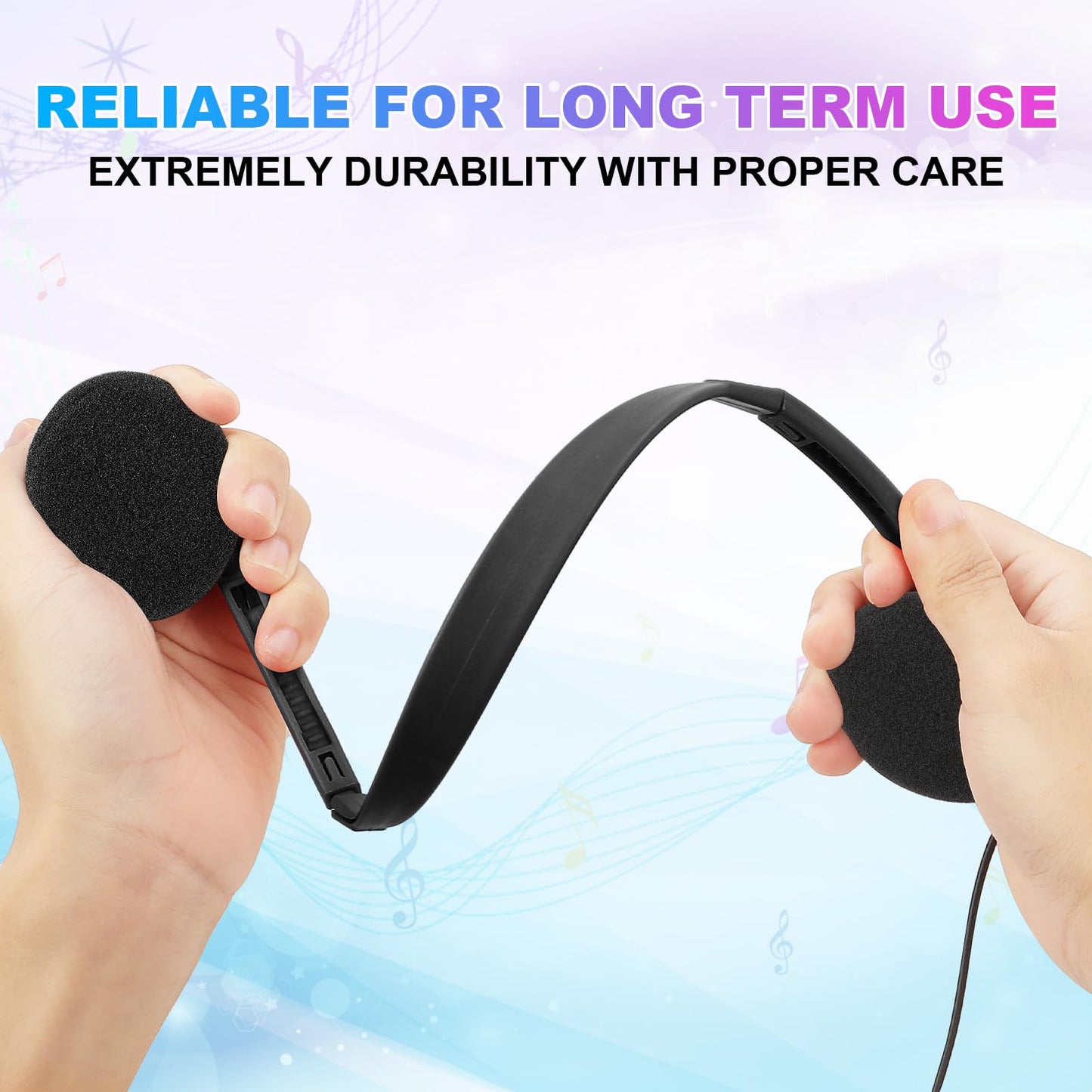 Wensdo Classroom Headphones Bulk 25 Pack for Kids School Students, Wholesale Wired Durable Earphones Class Set for Children Toddler Boys Girls Teens Adult (HY103, 25 Black)