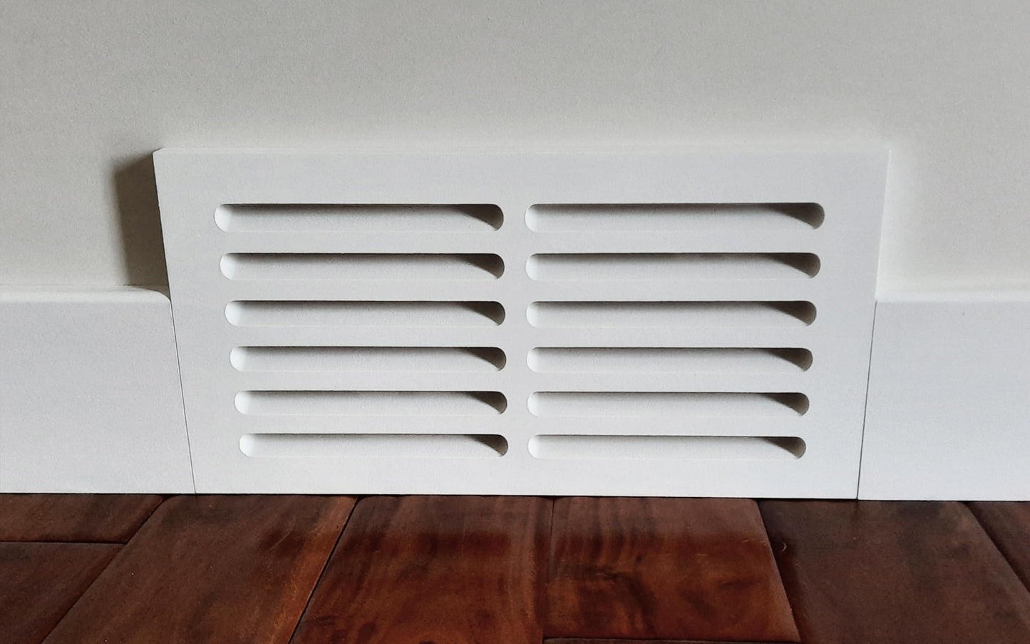 Snug Vent - 3/4 x 8 x 16 Inch Sturdy MDF Cold Air Return Grill - Wood Wall Vent for Home Improvement - Primed White and Ready to Paint - Flexible Install Options