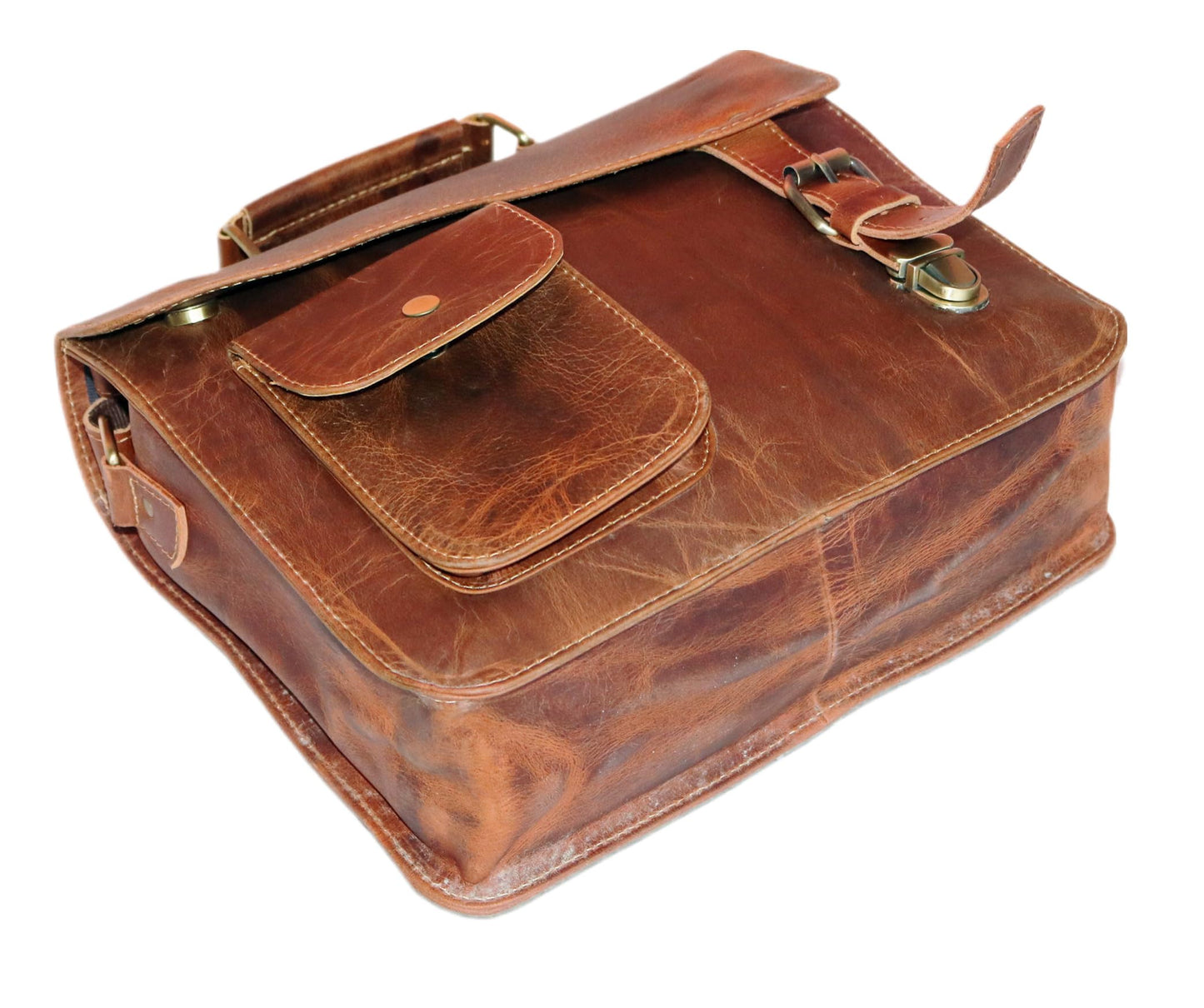 Small Leather Messenger Bag Shoulder Bag Cross Body Vintage Messenger Bag for Women & Men Satchel (7 x 9)