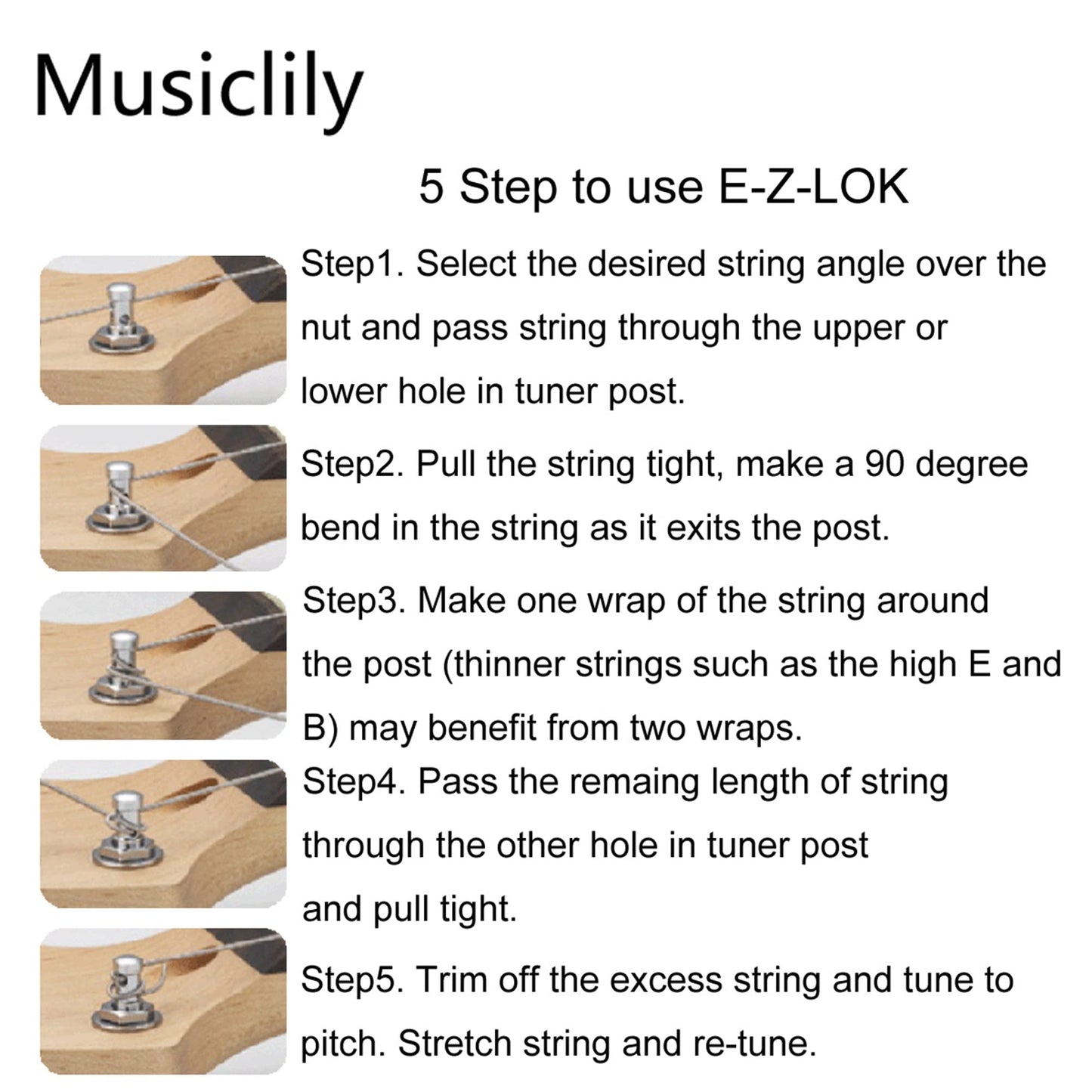 Wilkinson WJN03 3L3R EZ-Lok Guitar Tuners Machine Heads 1:19 Ratio Tuning Pegs Keys for Epiphone Les Paul SG Electric or Acoustic Guitar, Chrome