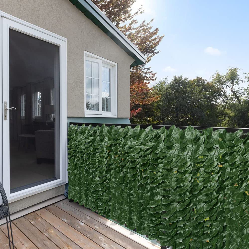 1x6m (39.3"X236.2") Artificial Ivy Hedges Patio Privacy Screen Green Leaf Trellis Faux Hedge Fence Plant Wall Fake Grass for Outdoor Garden Indoor Balcony Decor (Green watermelon leaves, 1 * 6M)