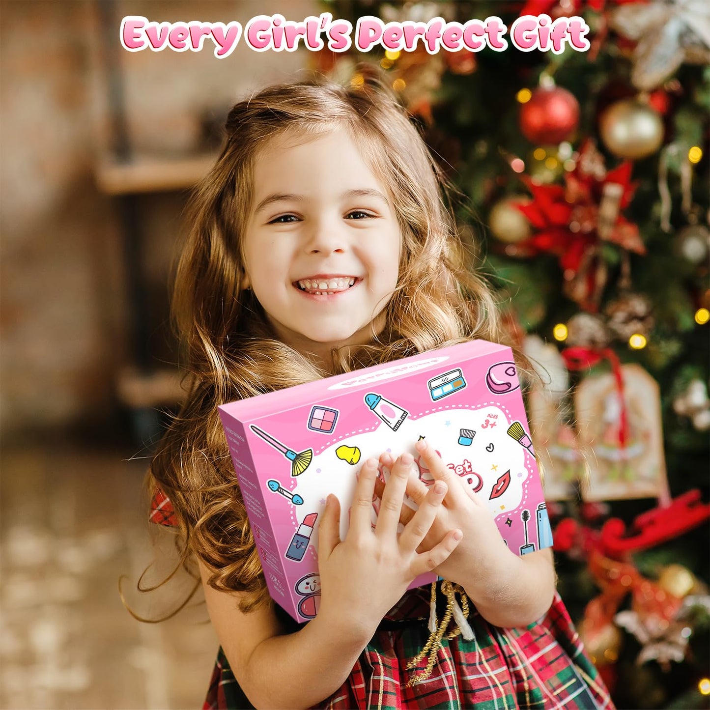 Kids Nail Polish Set for Girls,Kids Makeup Kit for Girls Non-Toxic Quick Drying,Christmas Birthday Gifts,Unicorn Gift for Girl,Princess Dress Up Toy Age 3+(Unicorn Pink)