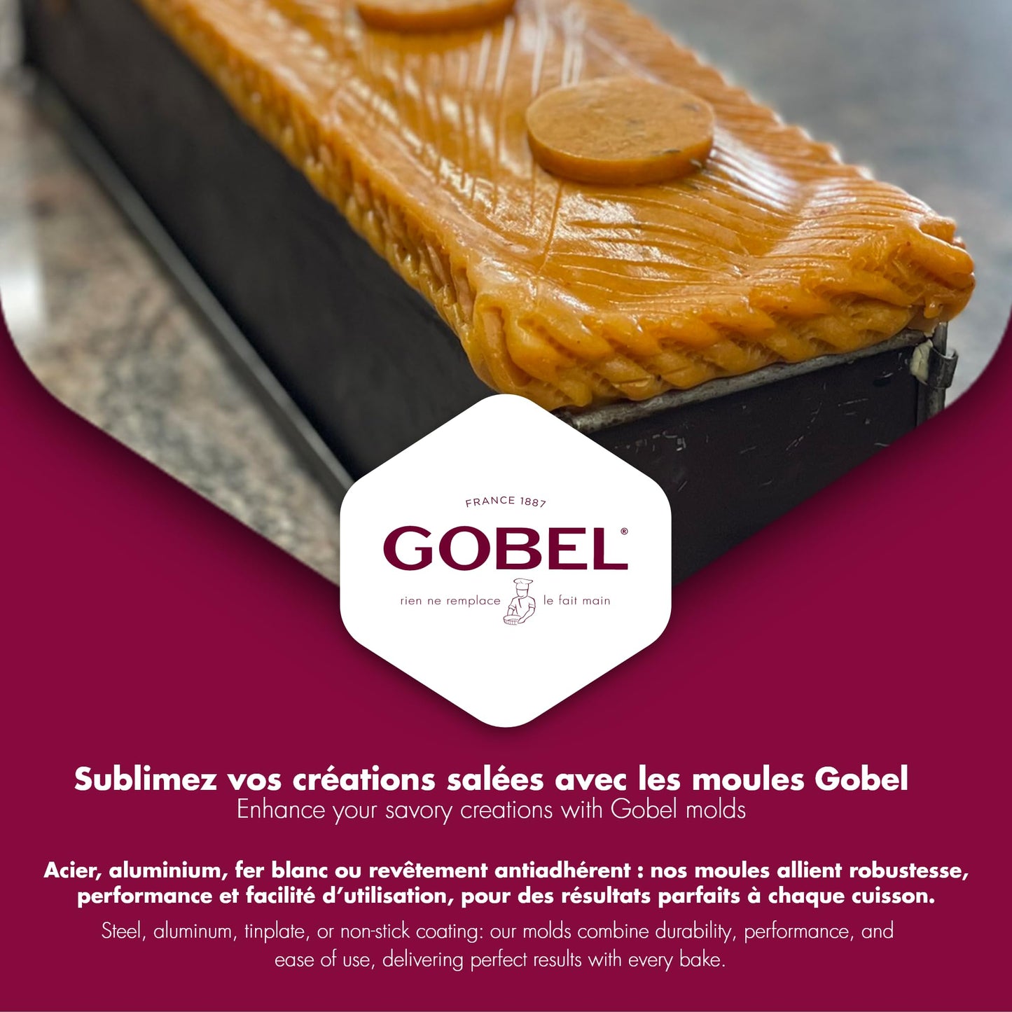 GOBEL Long Pate Mold – Non-Stick – Removable Bottom – 15 3/4" x 3 1/8"
