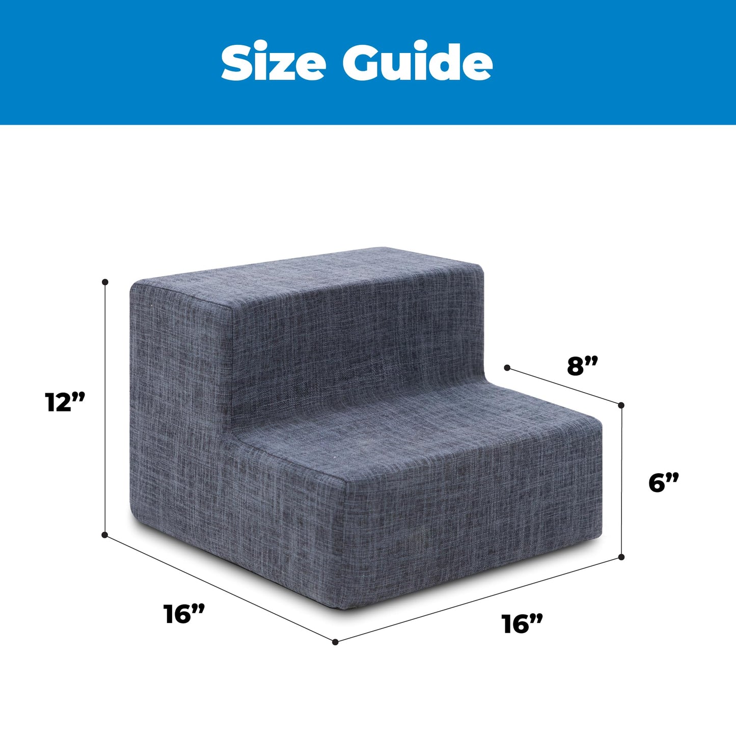Best Pet Supplies Dog Stairs & Steps - Foam Steps for Small Dogs & Cats, Non-Slip Indoor Balanced Pet Step Support, Dog Ramp, No Assembly, Dark Gray Linen, 2-Step (12-inch Height)