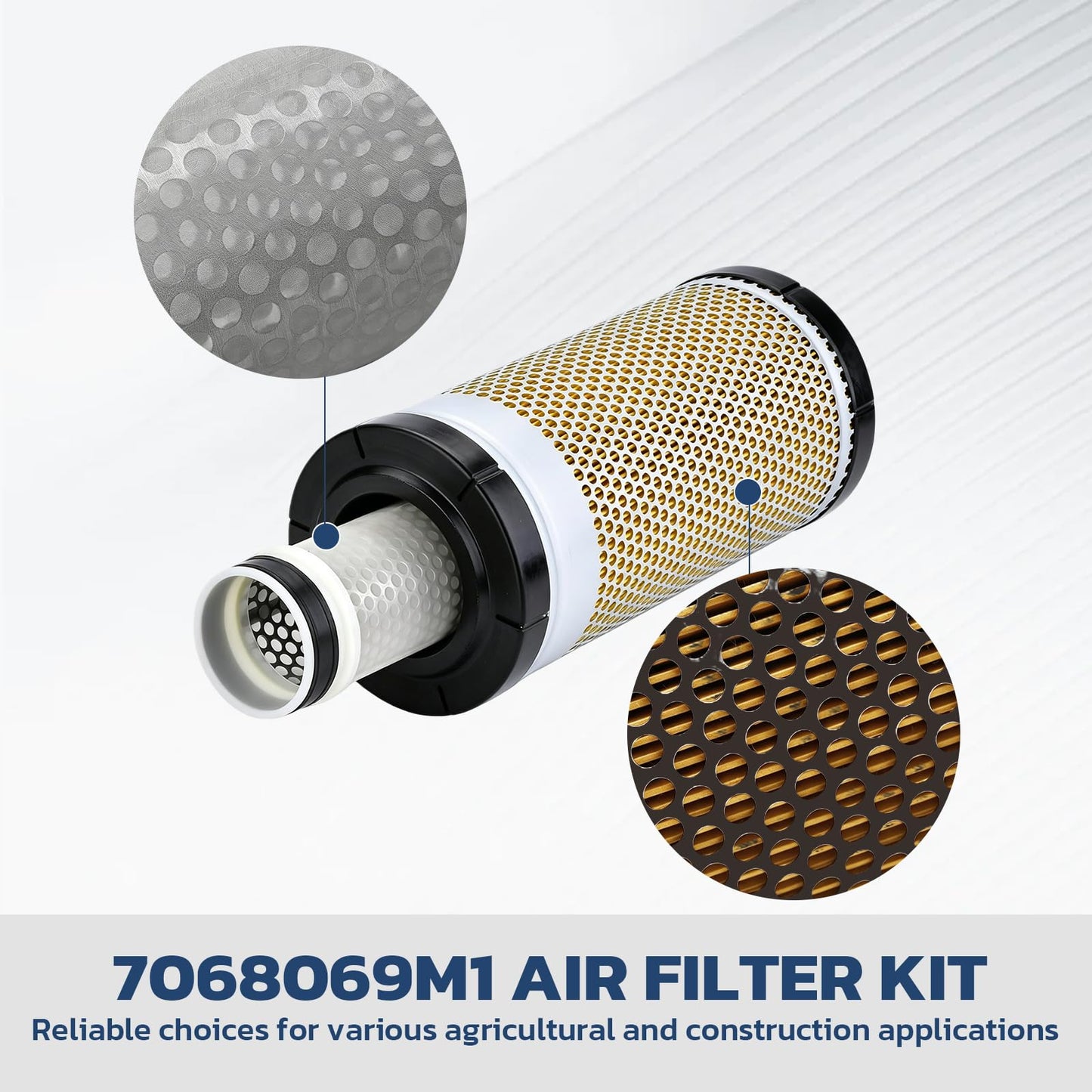 AXGSRV 7068069M1 Air Filter Kit, Replacement for Massey Ferguson 1736 1742 1749 1754 1758, Replacement for YANMAR SV 60 SV 60-6B VIO 50-6B VIO, Replaces 7068070M1