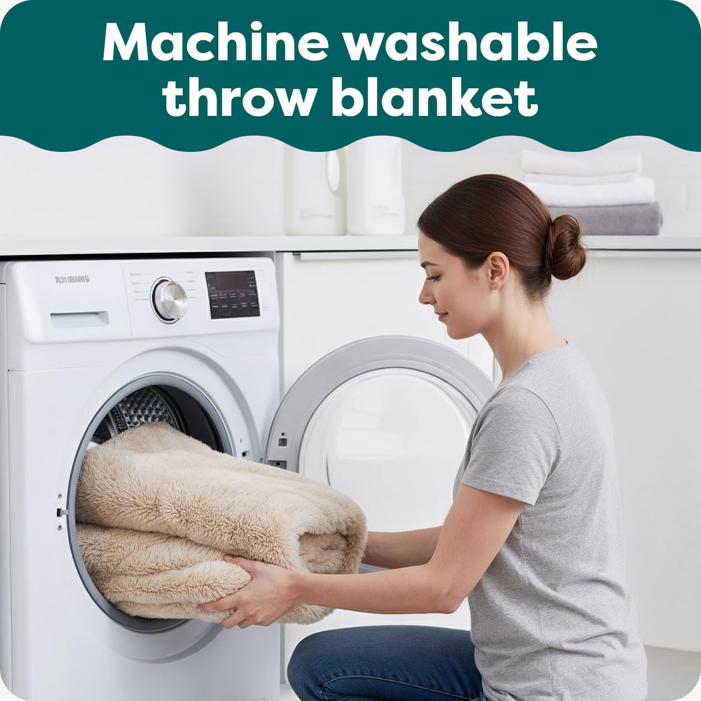 Furhaven XL Waterproof Calming Plush Long Faux Fur & Velvet Dog Blanket, Washable - Mist Gray, Extra Large